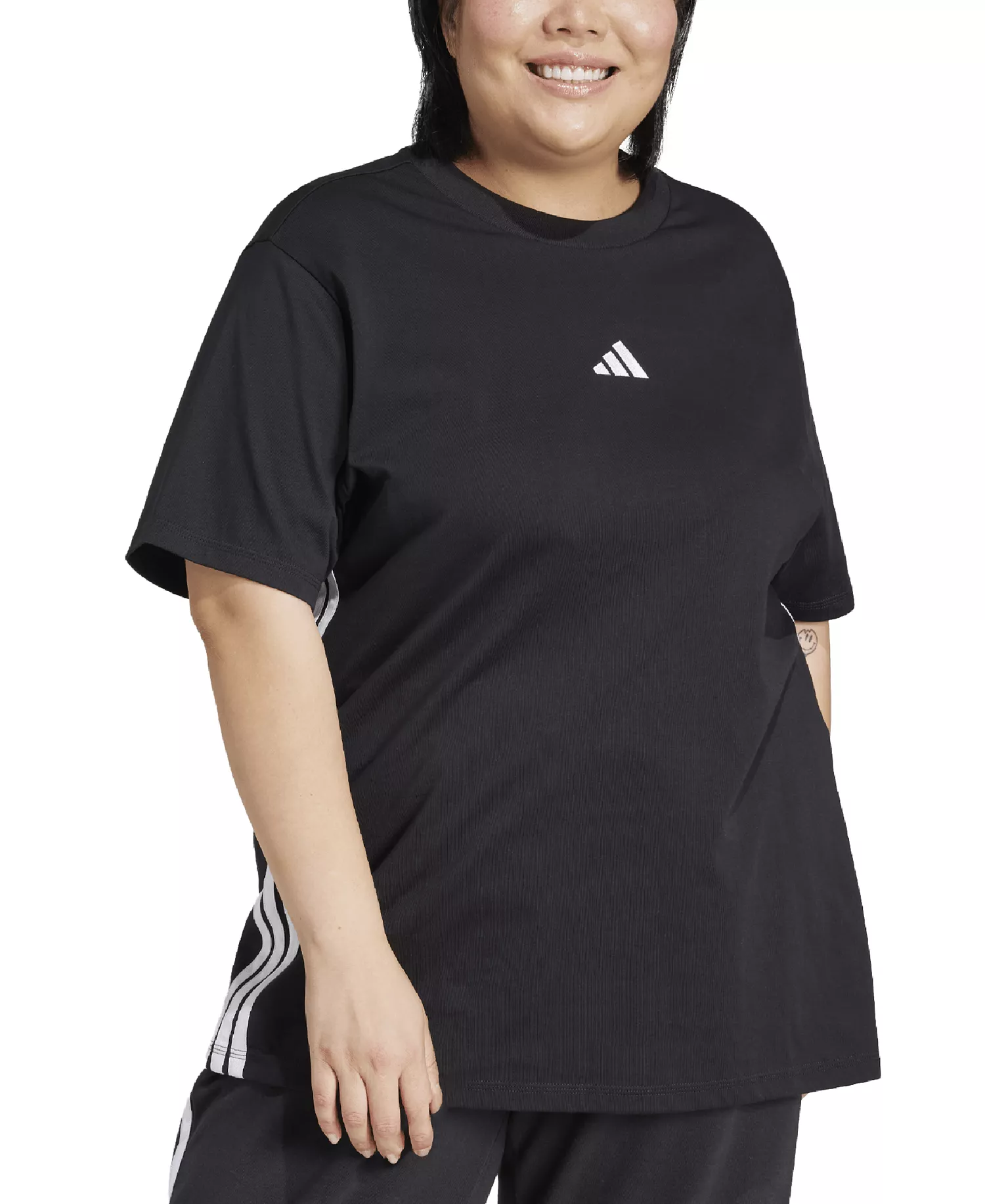 Plus Size Essentials Cotton Crewneck Short-Sleeve Logo T-Shirt  - Black - 1X
