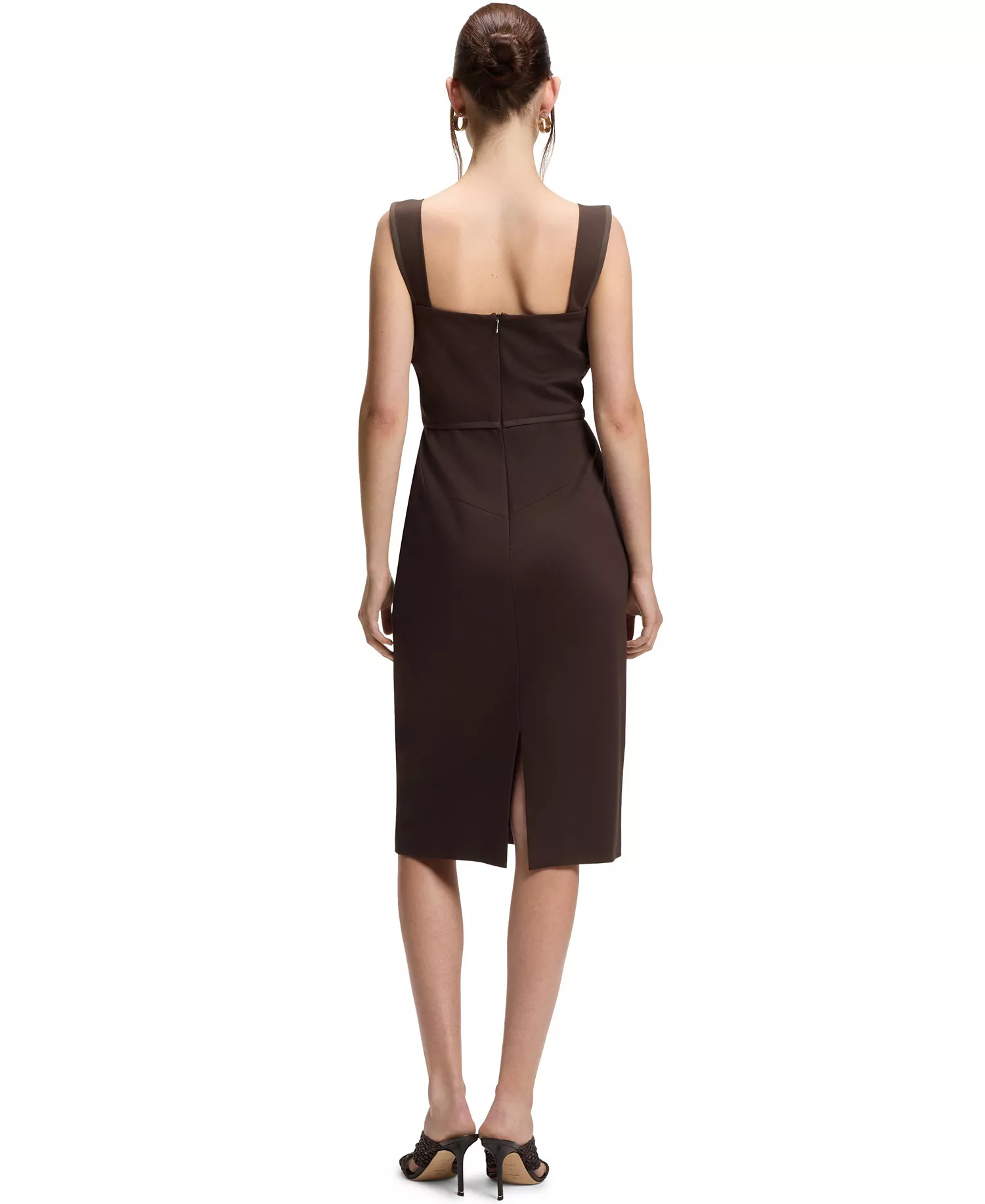 BOSS by Women's Slim-Fit Jersey Layered Detail Dress - Dark Brown - 10