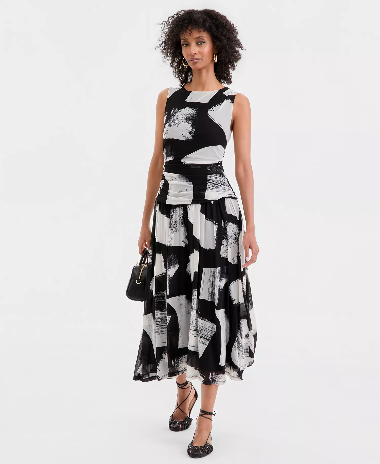 Women's Sleeveless Printed Mesh Dress, Macy's Exclusive  - Gia Abstract - L