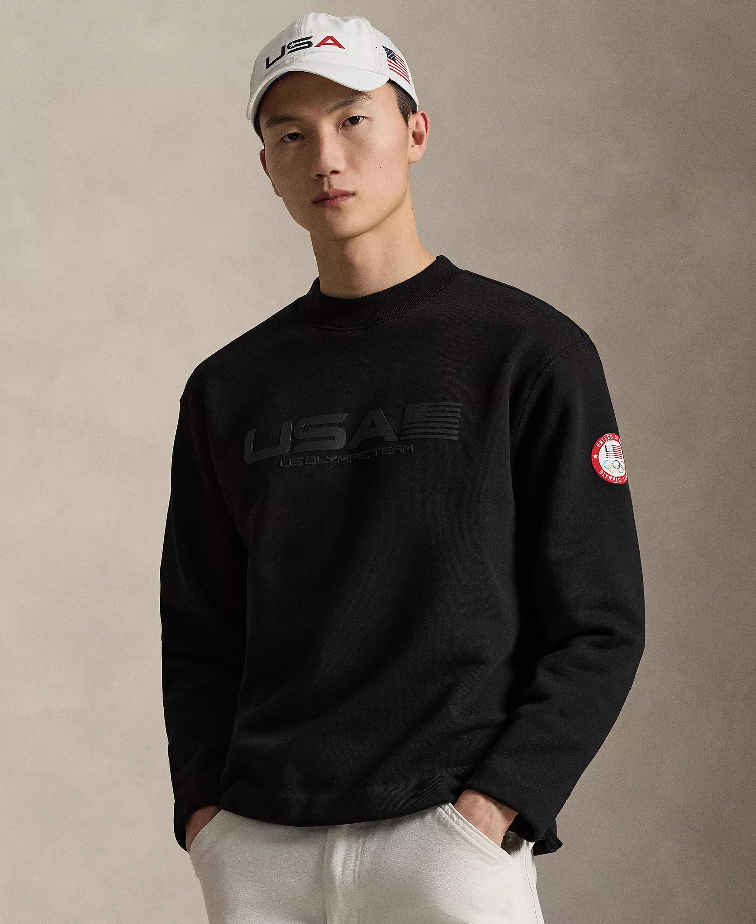 Men's Team USA Mock Neck Sweatshirt - Polo Black - L