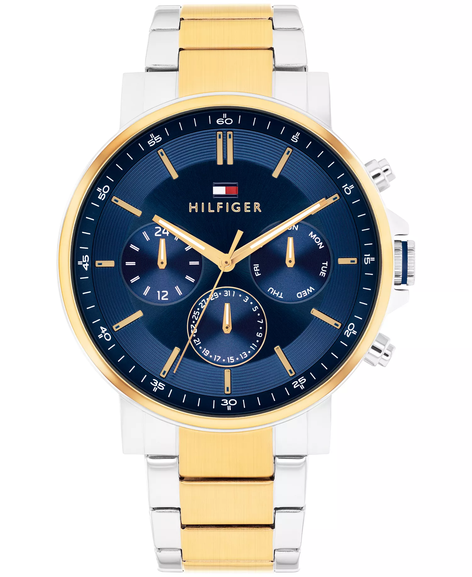 Men's Multifunction Two-Tone Stainless-Steel Bracelet Watch, 43mm - Navy - 43