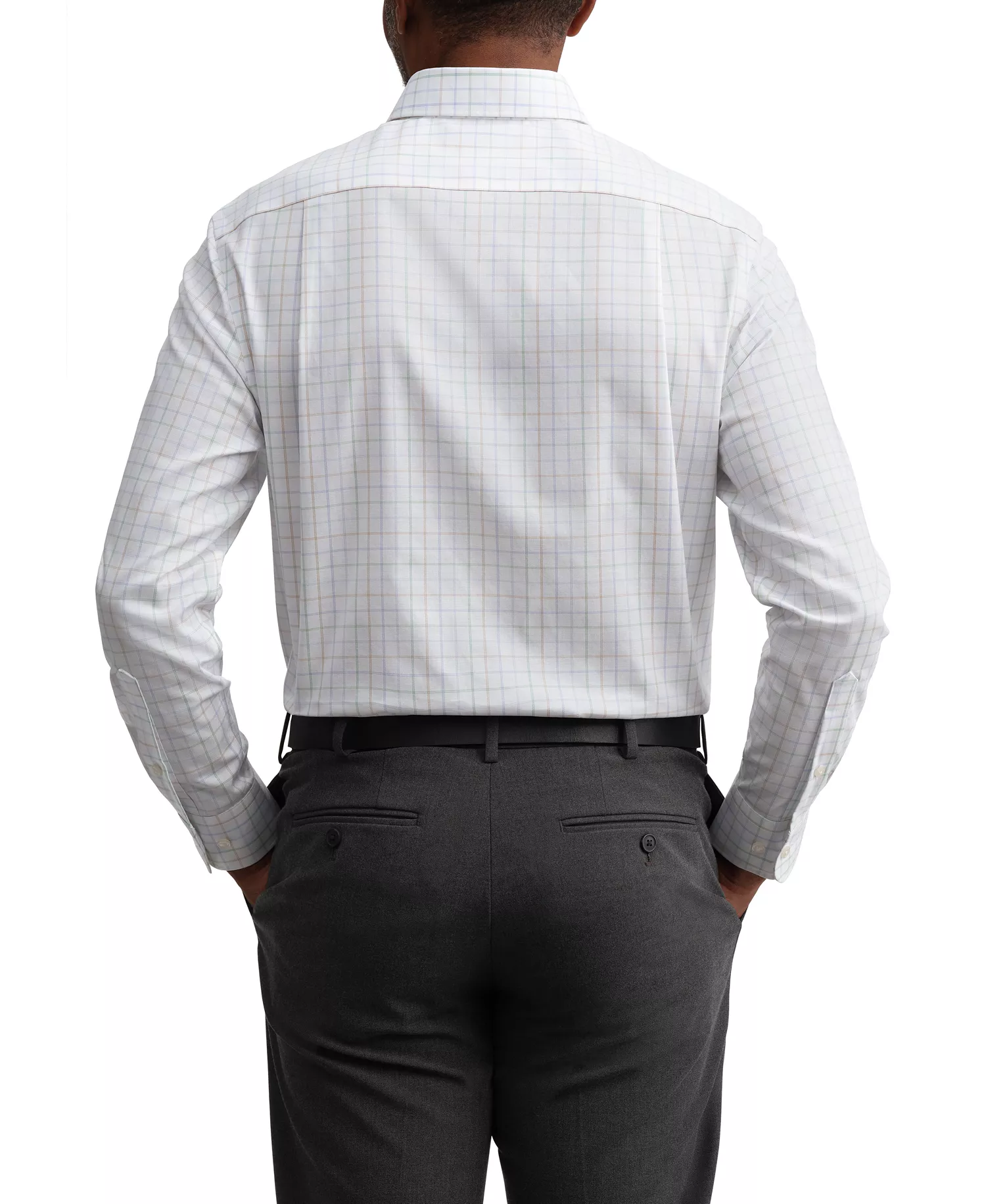 Men's Button-Down Collar Dress Shirt - White/Blue/Green/Red Stripe - 14.5 32/33