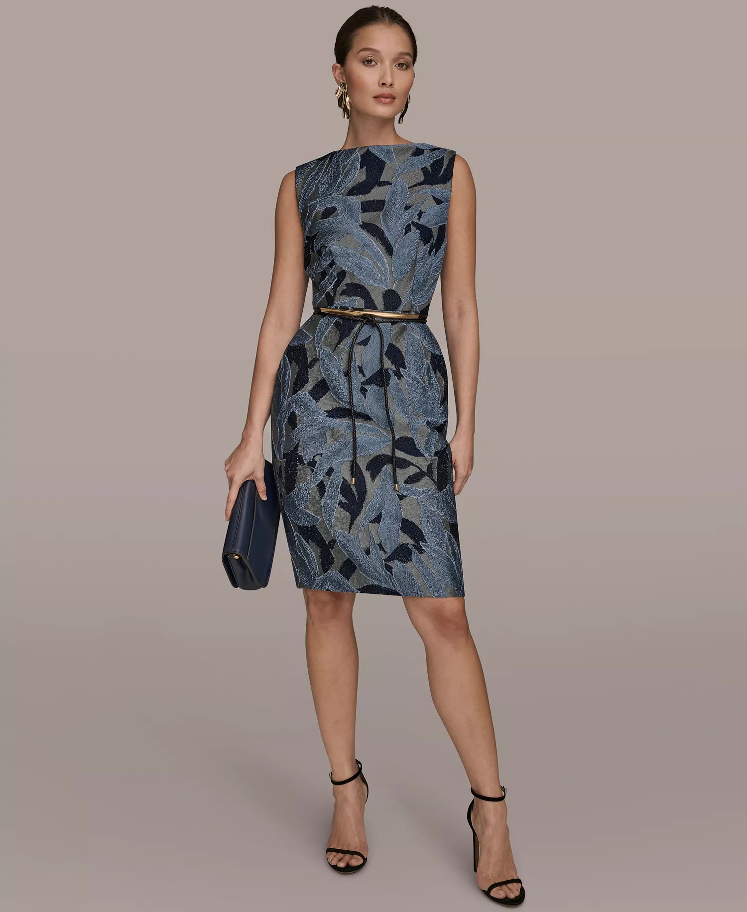 Women's Crewneck Sleeveless Dress - Blue gray - 10