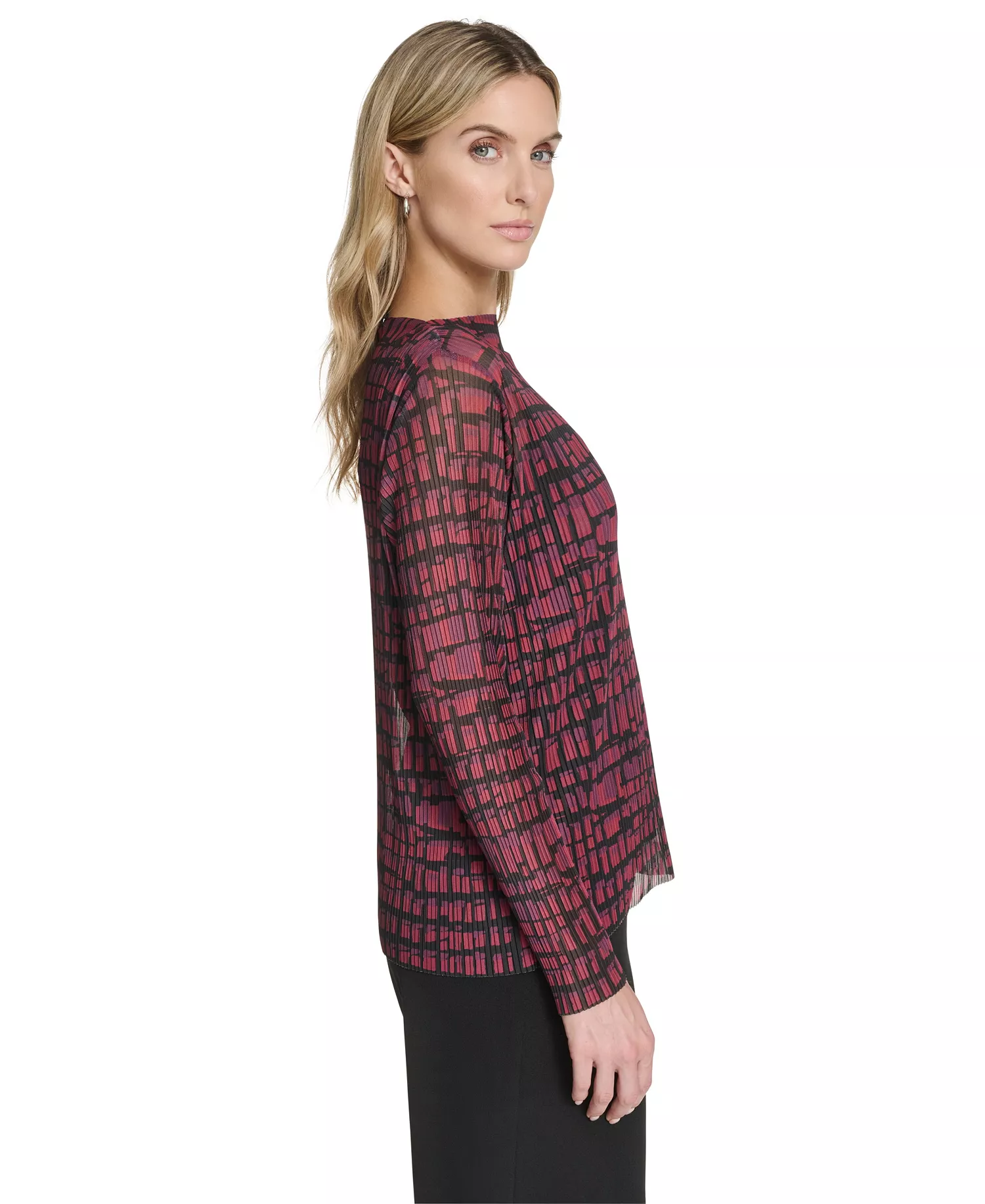 Petite Printed Long Sleeve Top - Cranberry Multi - P/L