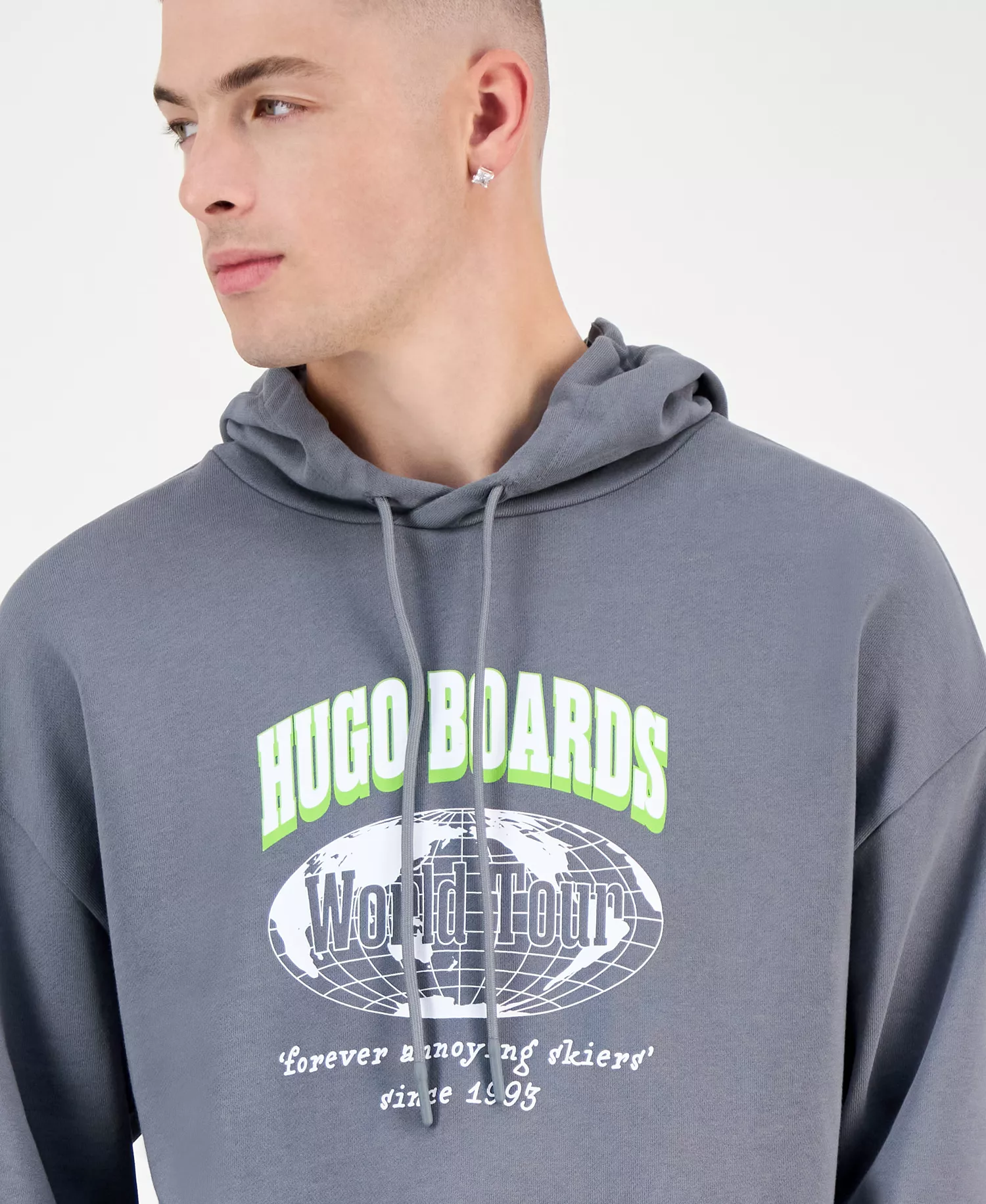 Noldetux Long Sleeve Graphic Hoodie - medium gray - 2XL