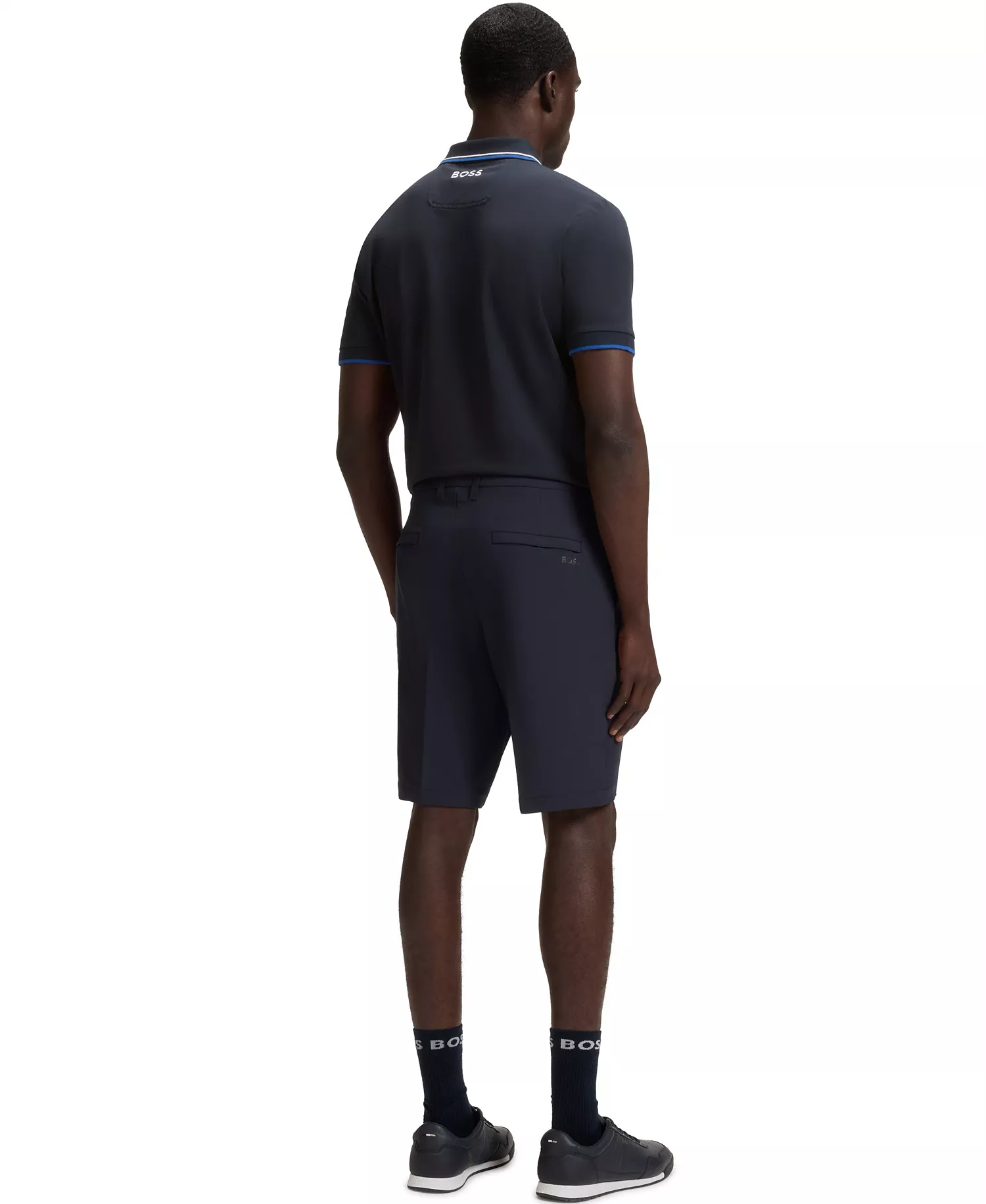 Men's Cotton-Blend Polo Shirt - Dark Blue - L