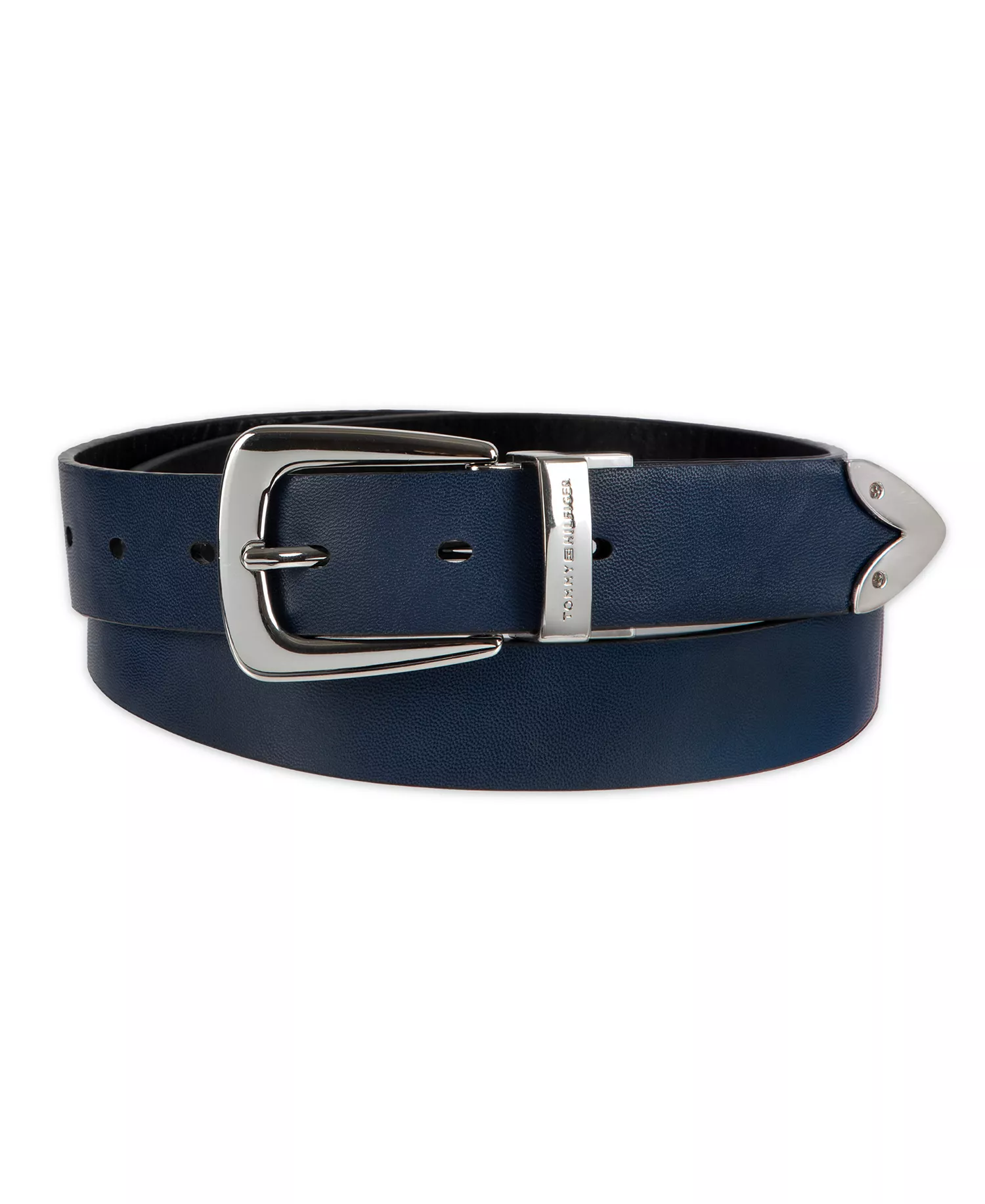 Women's 2-In-1 Reversible Modern Casual Western Leather Belt - Black/Navy - L
