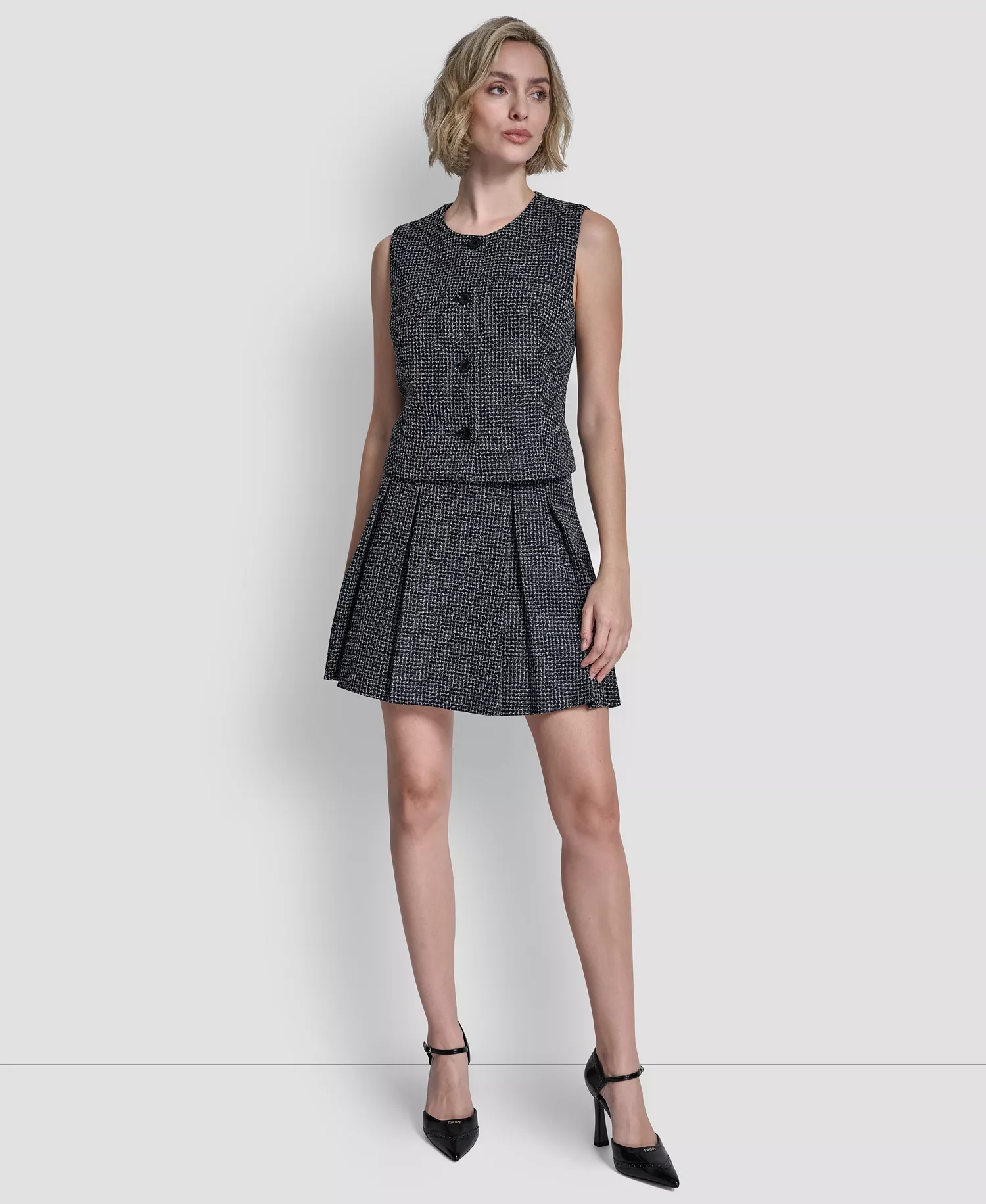 Women's Button-Front Vest Top - Navy Combo - 0