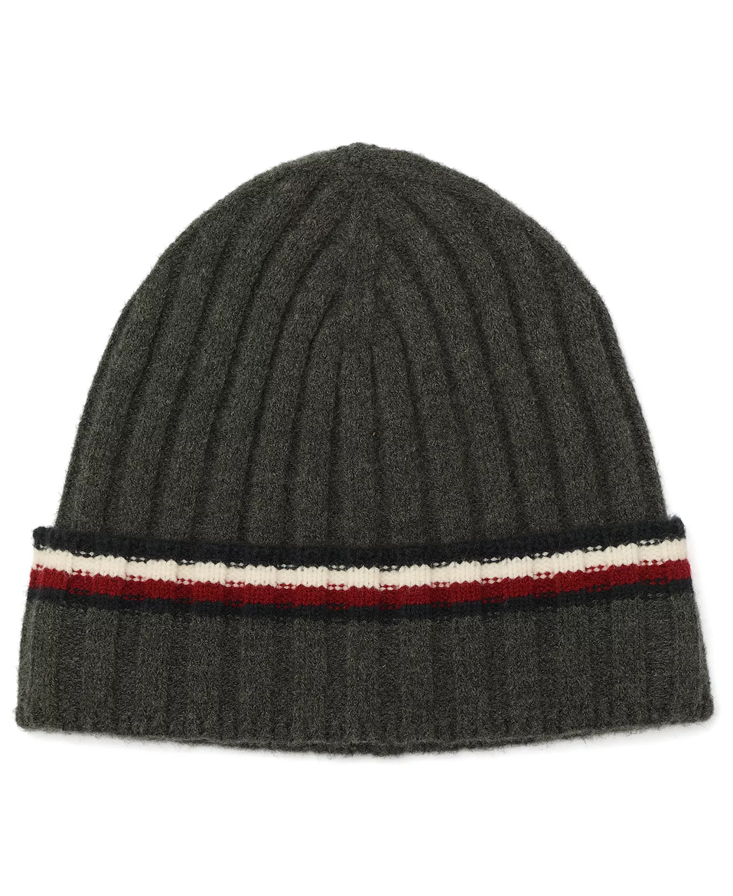 Men's 2-Piece Wide Rib Global Stripe Cuff Beanie and Scarf Set - Dark Grey Heather - ONE SIZE