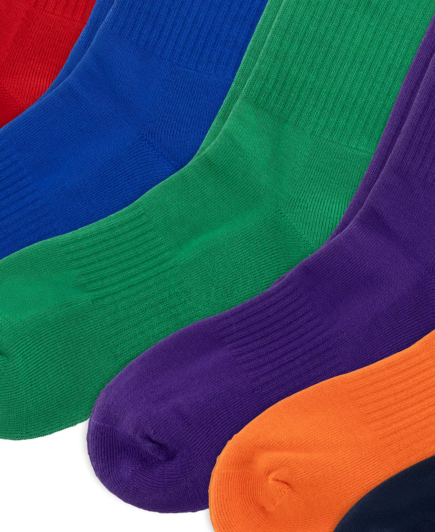 Men's Color Logo Crew Socks, 6-Pack - Red/Blue/Green/Navy/Orange/Purple - 10-13