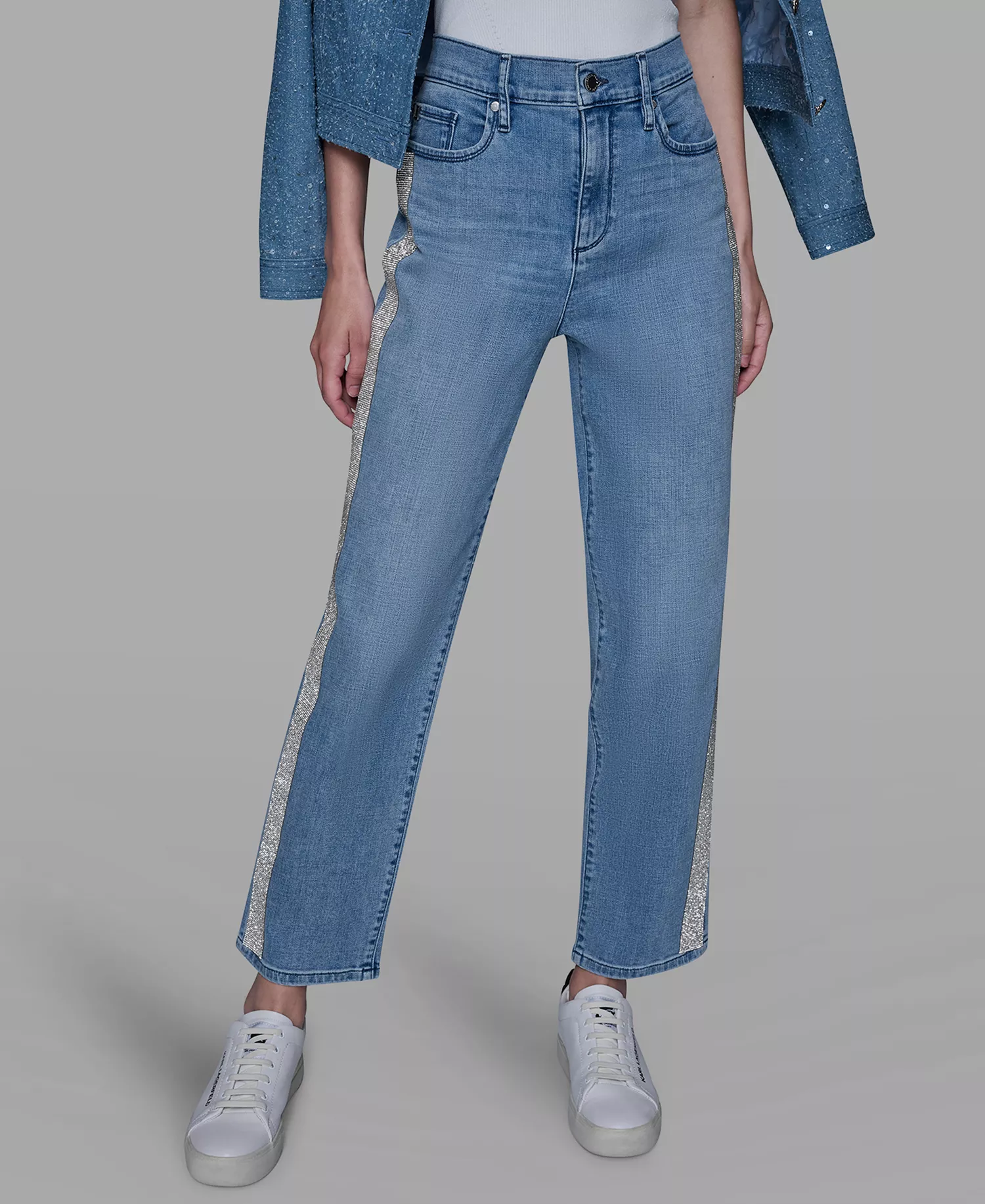 Petite Hotfix Detail Ankle Jeans - Brisk Blue - 10P