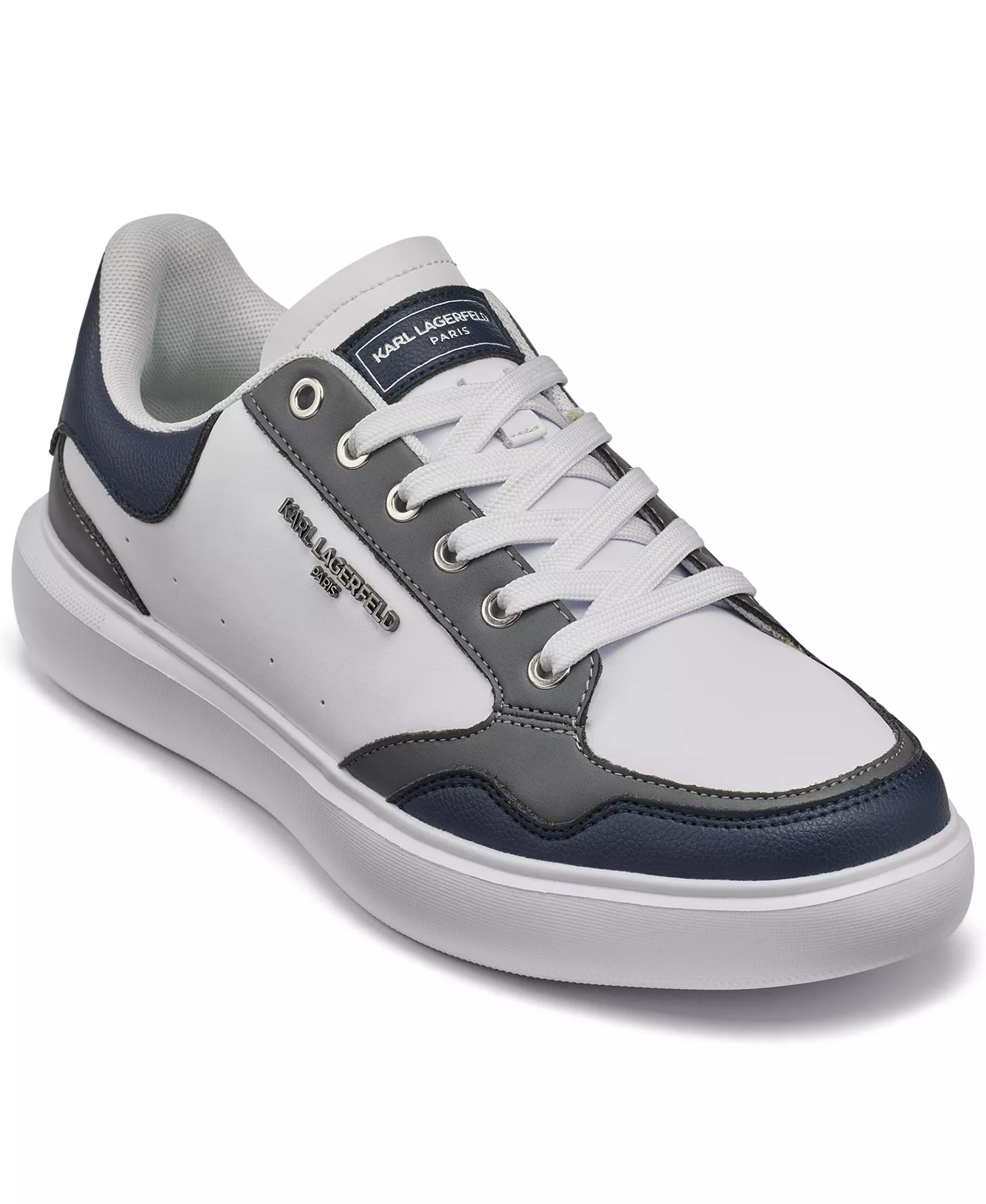 Men's Multi-Color Side Logo Bit Sneakers - White Navy - 10.5M