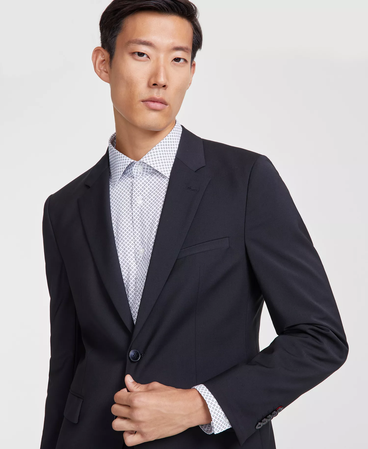 Men's Modern-Fit Wool-Blend Suit - Black - 36R