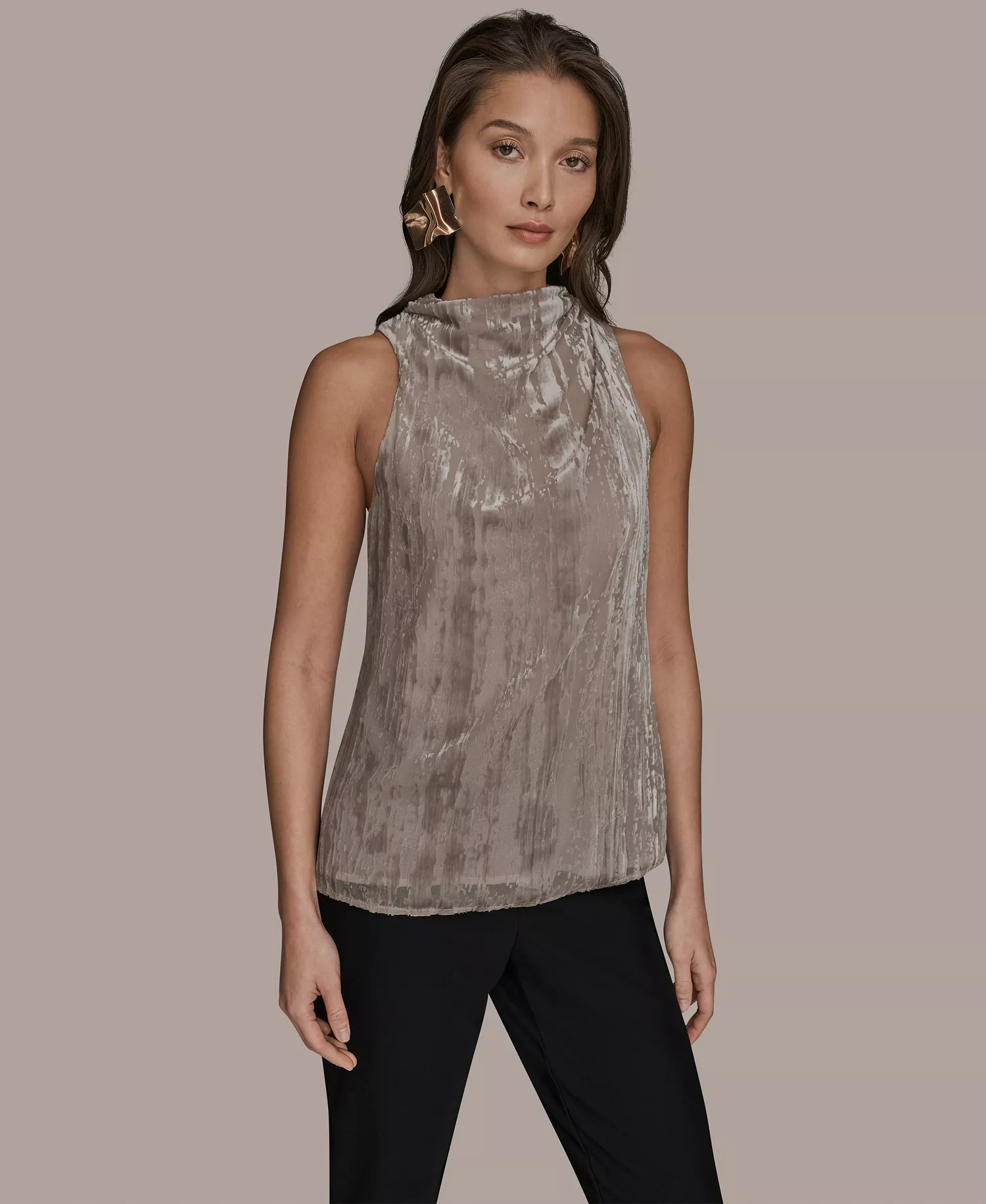 Women's High Cowl Neck Burnout Top - Vapor - L