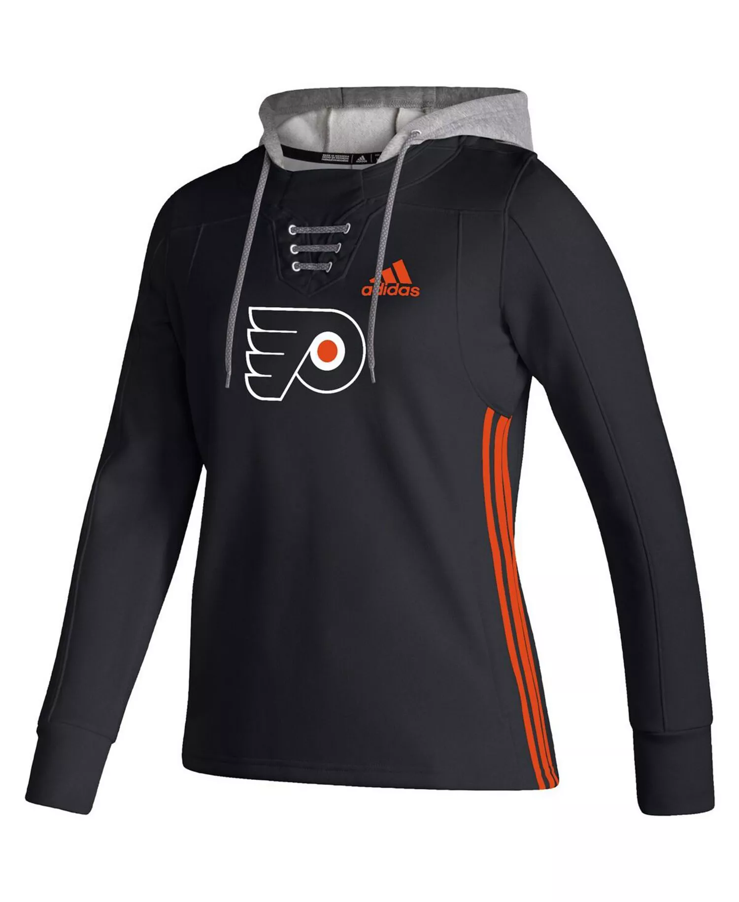 Women's Black Philadelphia Flyers Skate Lace AEROREADY Pullover Hoodie - Black - M
