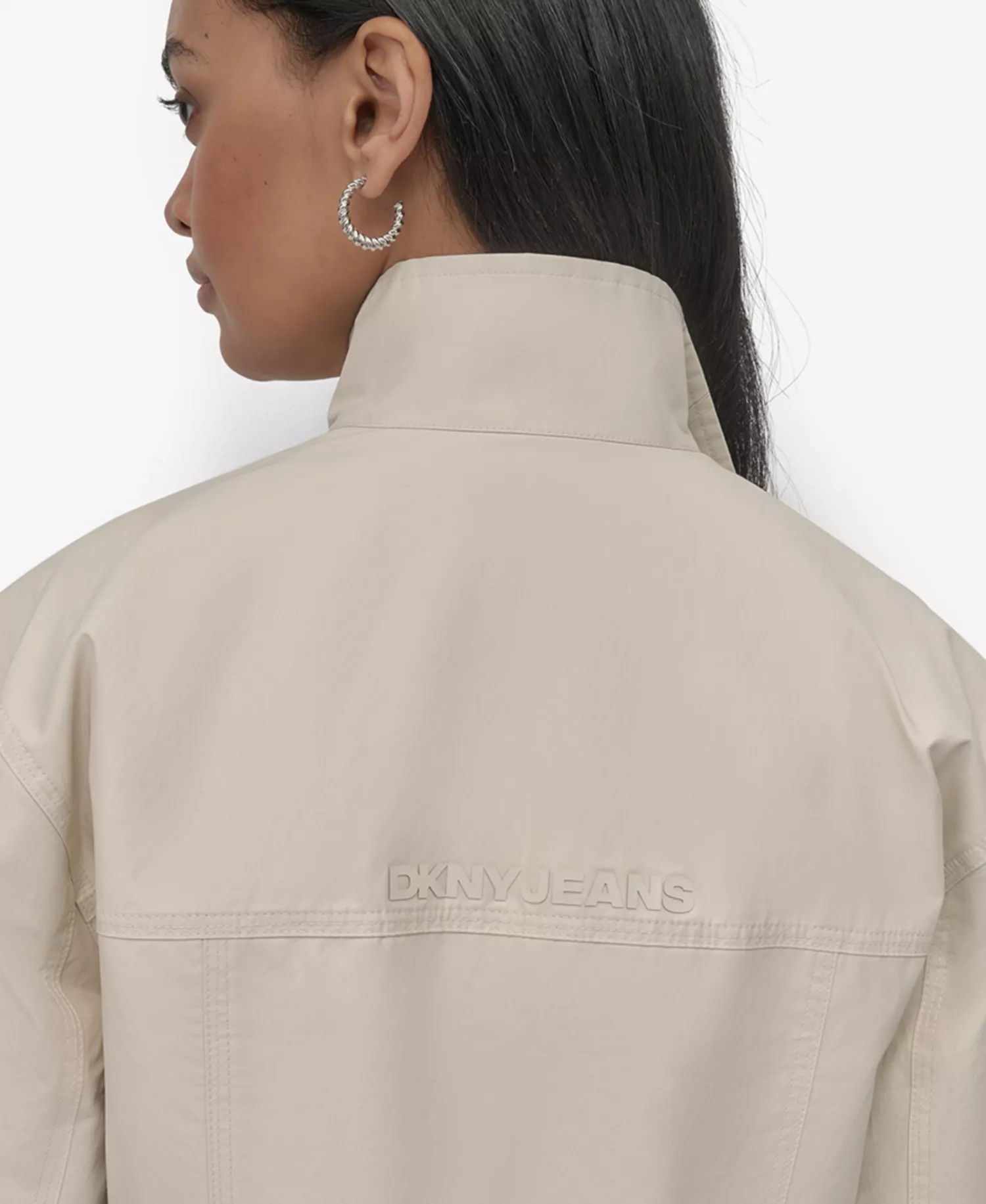 Women's Coated Water Resistant Cropped Utility Jacket - Light City Khaki - L