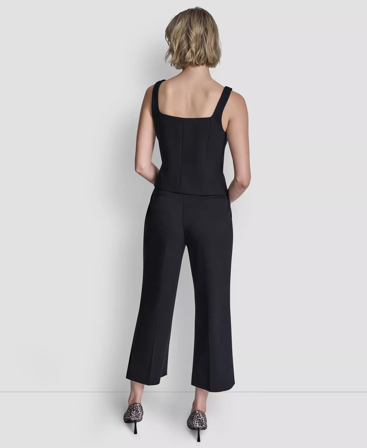 Women's Button Front Vest Top - Black - 10