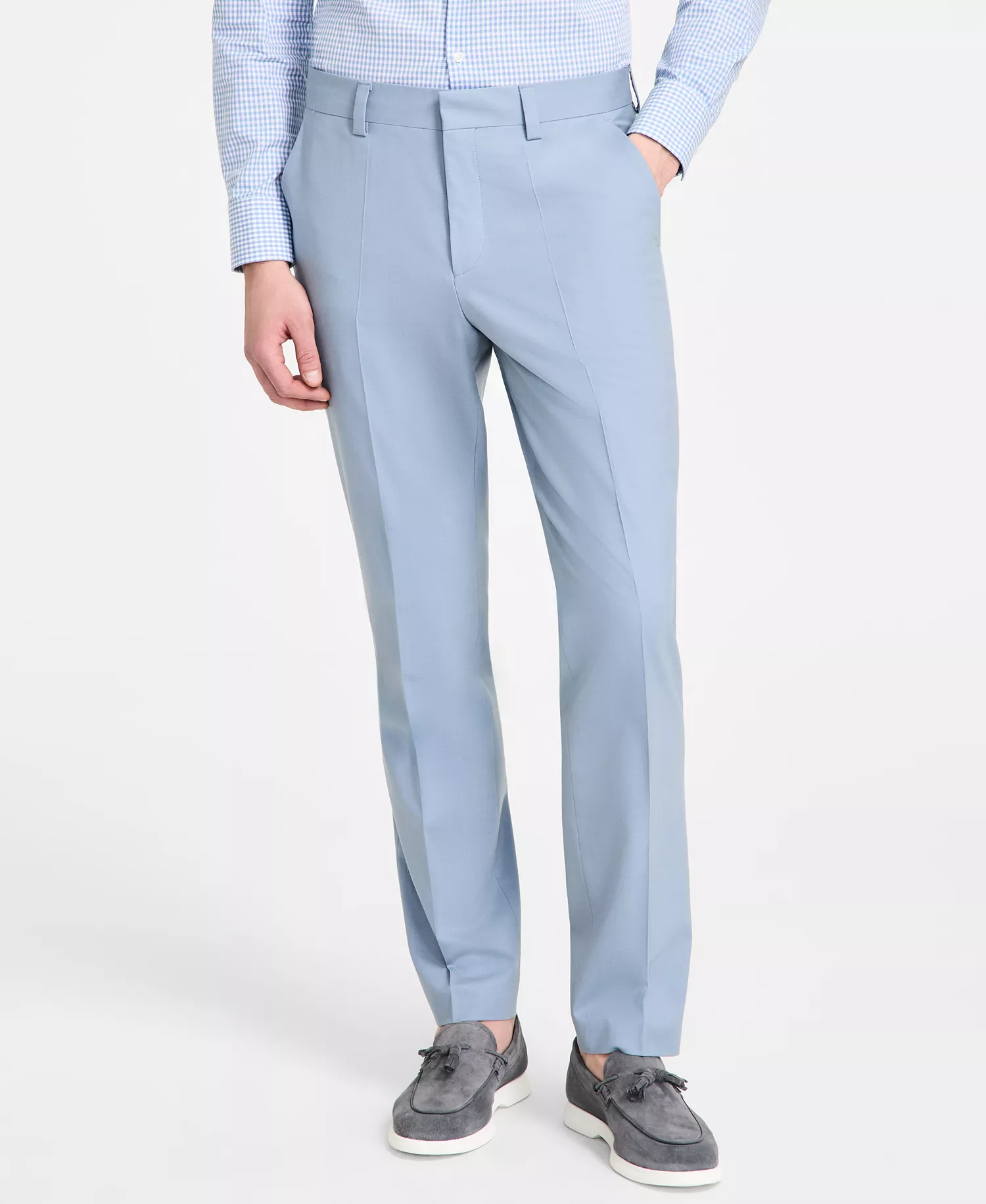 Men's Modern-Fit Wool Blend Suit Pants - Blue - 30R