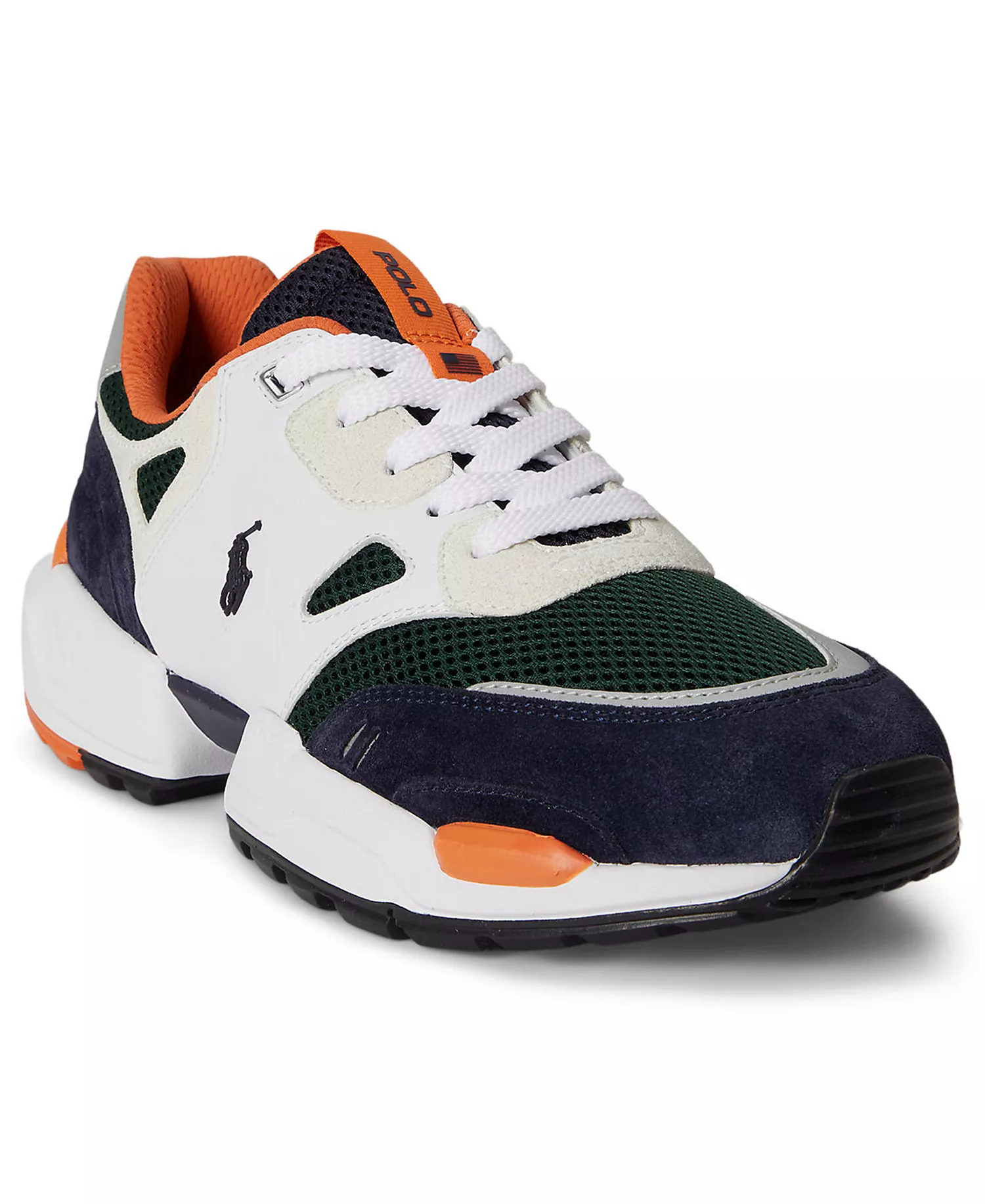 Men's Jogger Round Toe Sneakers - White/navy/forest/orange - 10.5D
