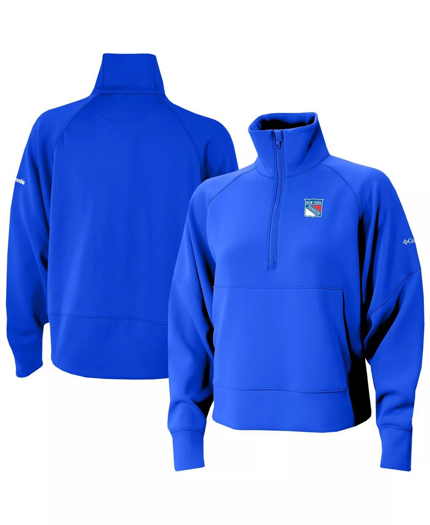Women's Blue New York Rangers Wickhams Hills Raglan Omni-Wick Half-Zip Pullover Sweatshirt - Blue - 2XL