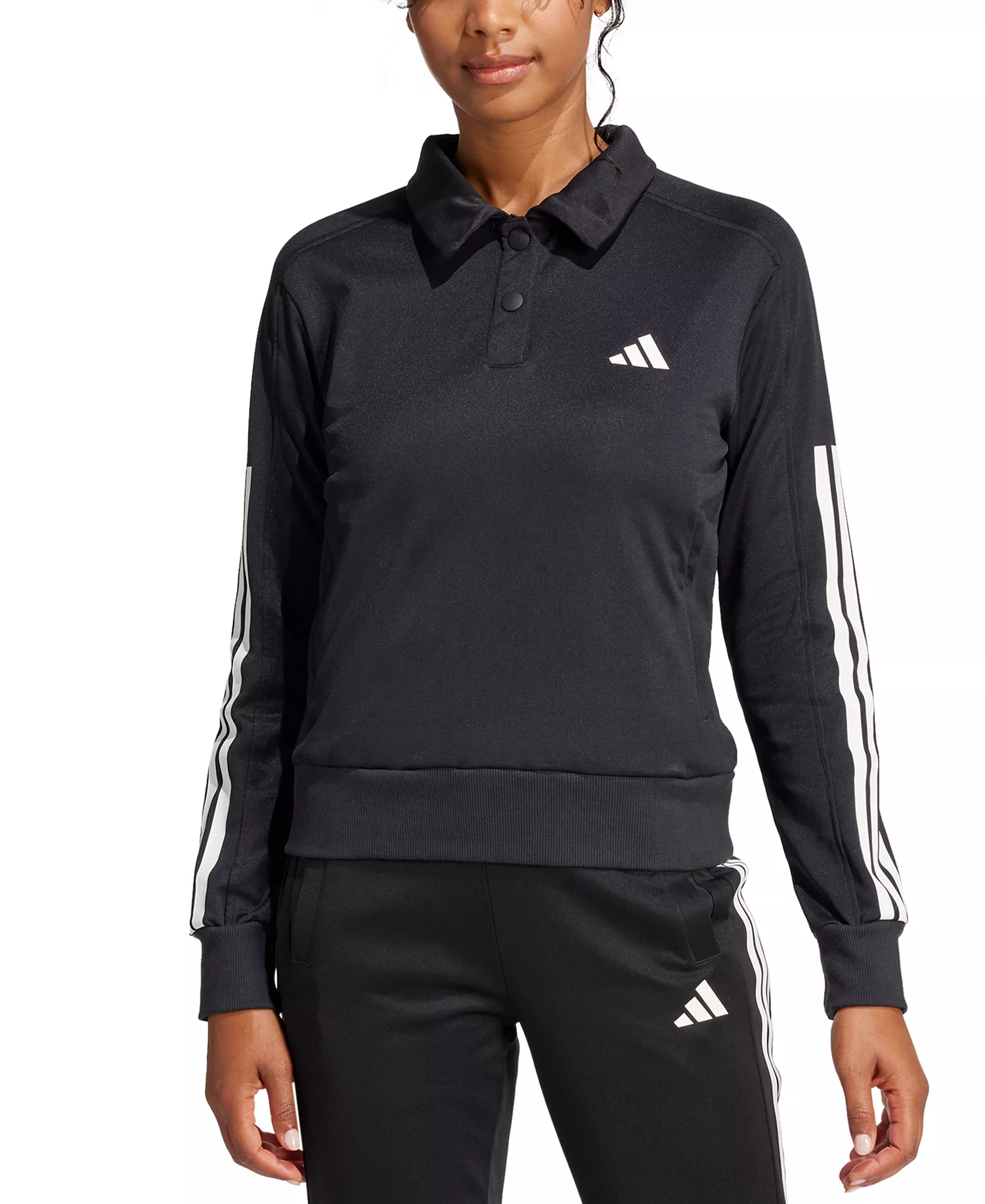 Women's Iconic 3-Stripes Snap Track Top - Black/black - L