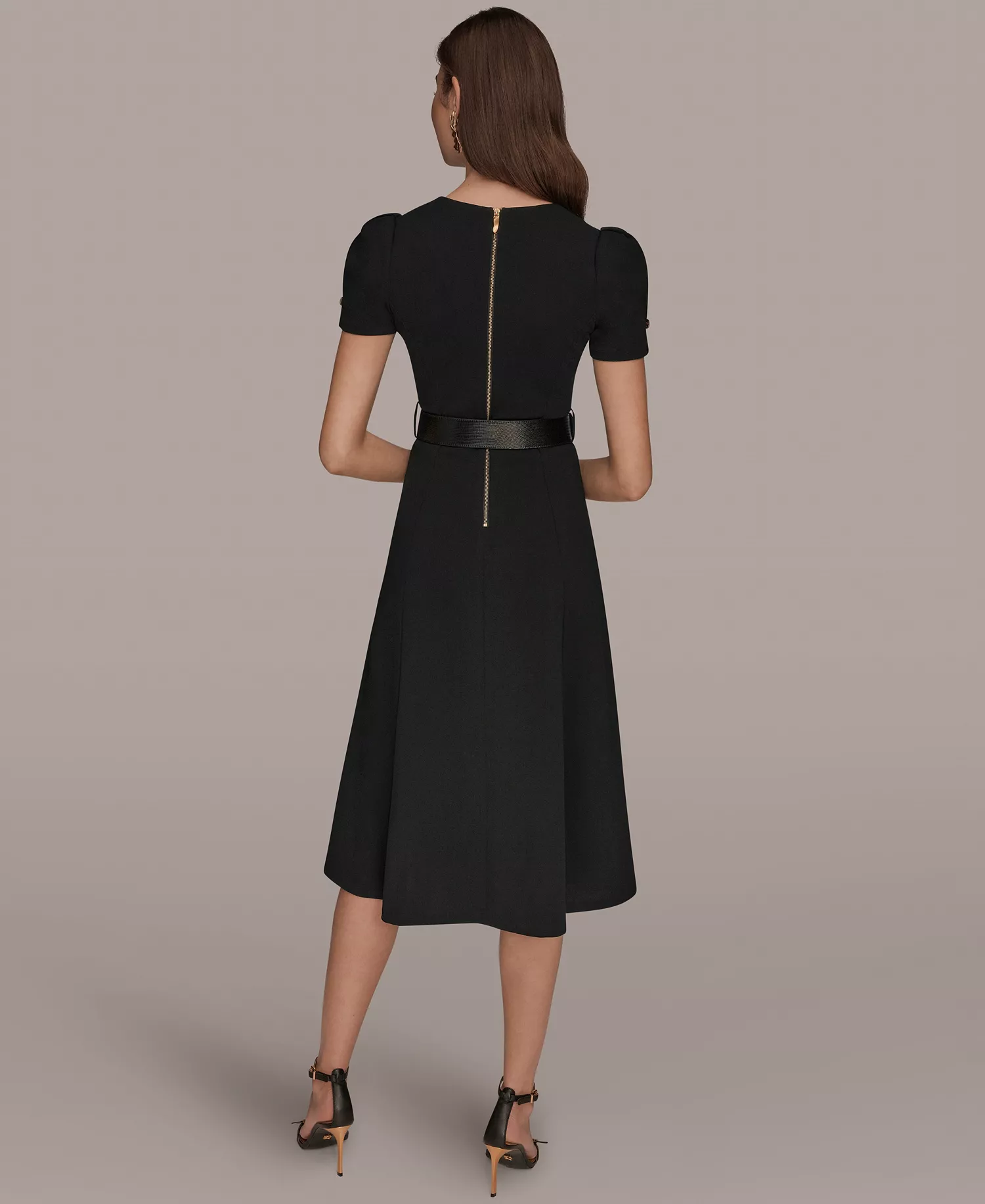 Women's A-Line Midi Dress - Black - 10