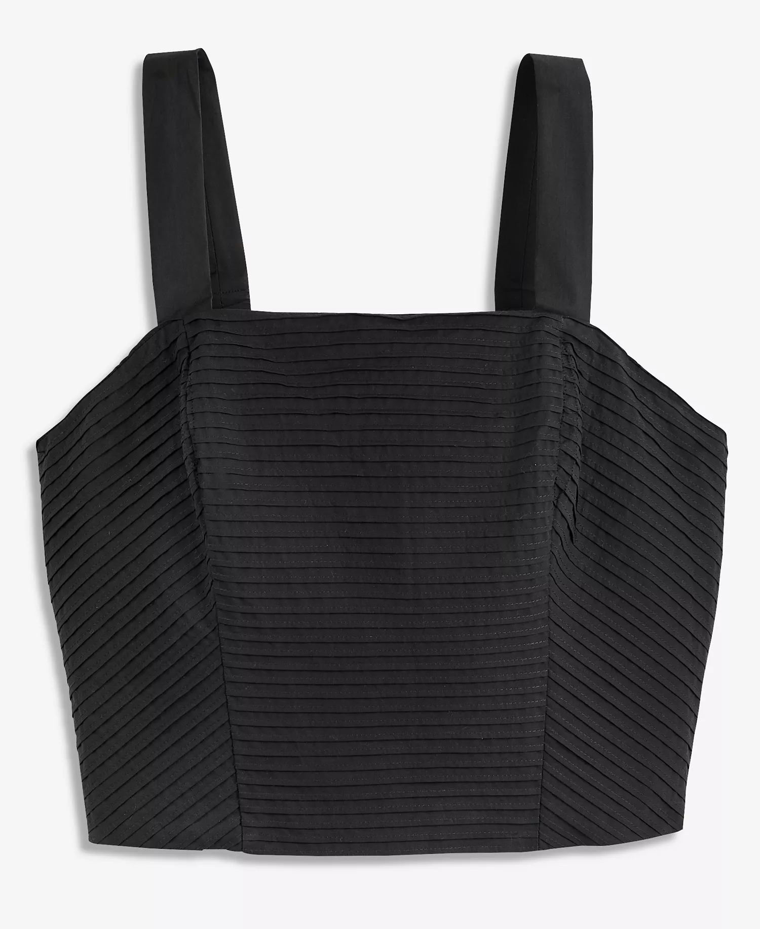 Women's Cropped Pintuck-Pleat Tank Top, Macy's Exclusive - Deep Black - L