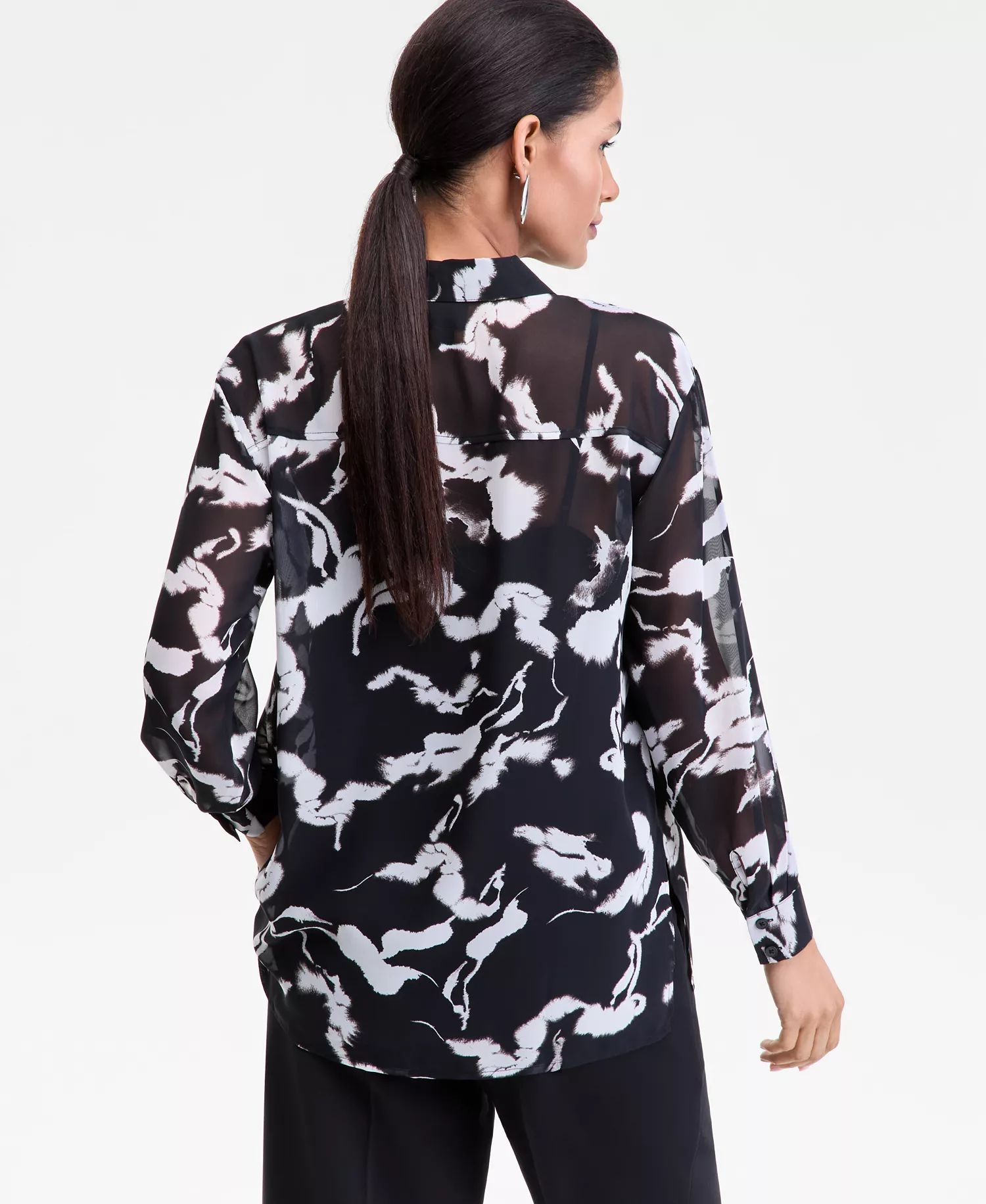 Women's Printed Long-Sleeve Blouse, Macy's Exclusive - Dahlia Abstract - XS