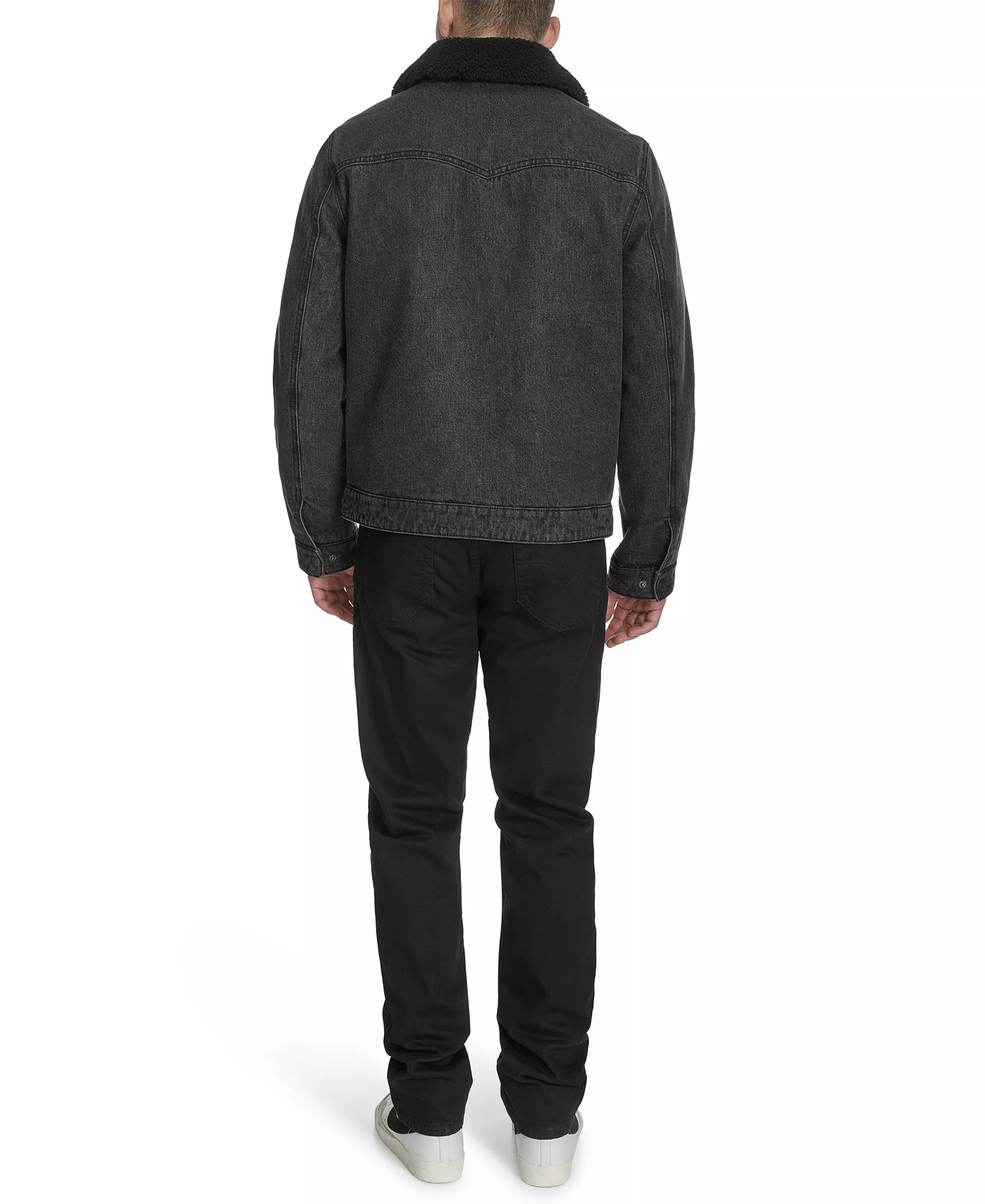Men's Denim Western Sherpa Lined Collar Jacket - Black Denim - L