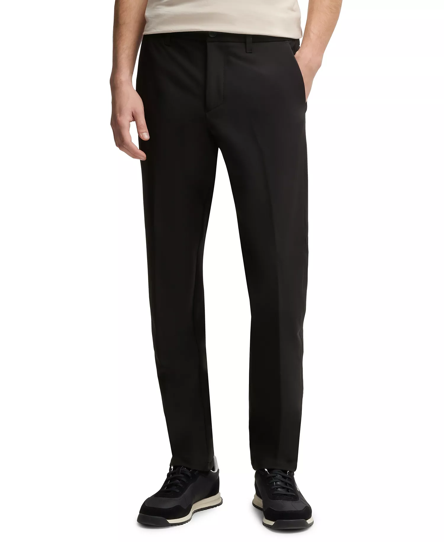 Men's Water-Repellent Slim-Fit Trousers - Black - 30R