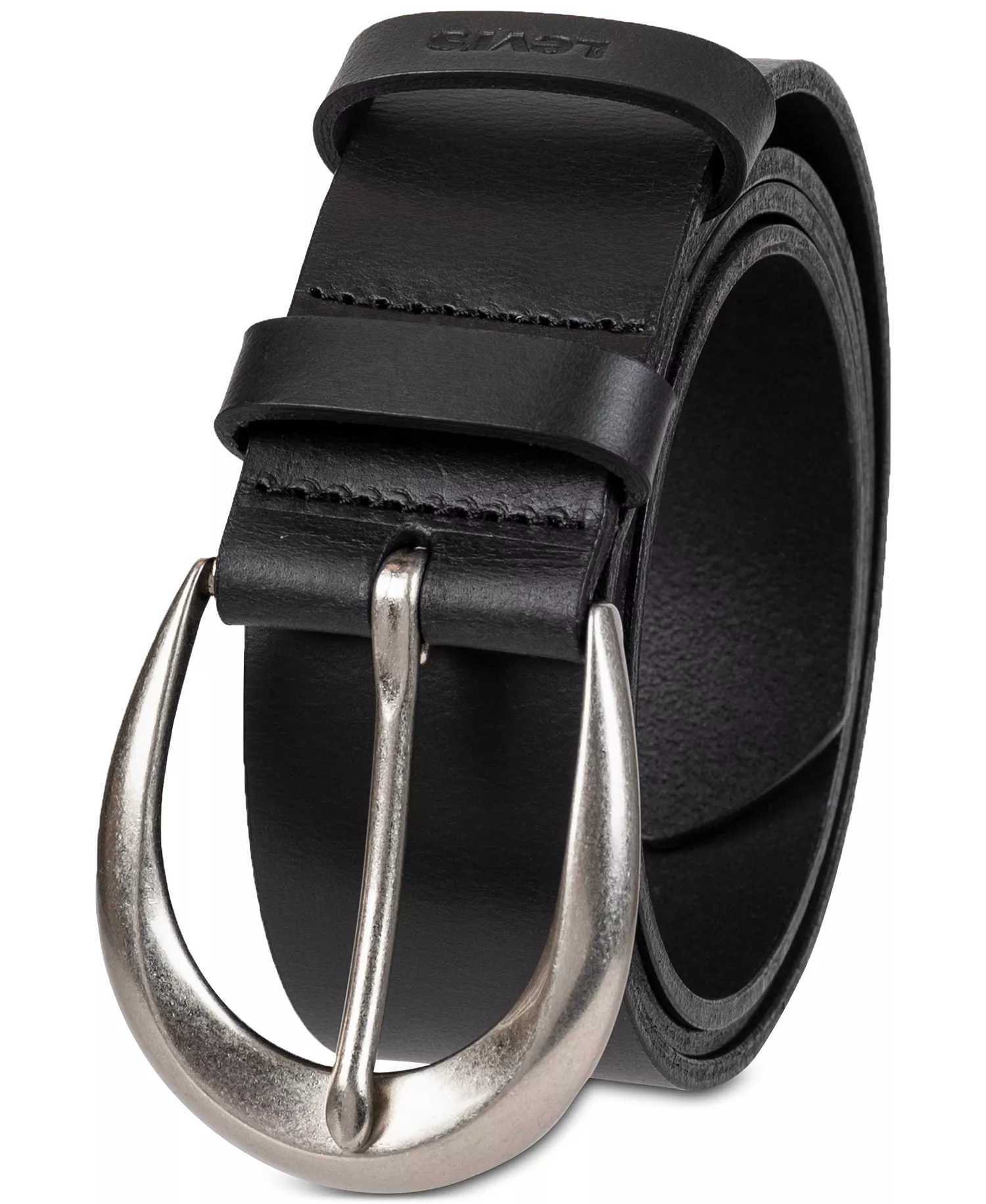 Women's Sliding Loop Casual Leather Pant Belt - Black - L