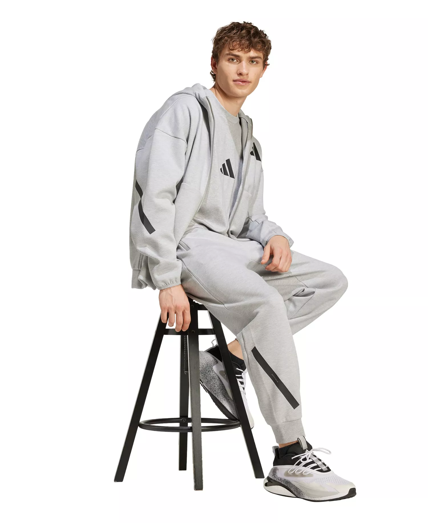 Men's Full Zip Hooded Sweatshirt - Gray heather - 2XL