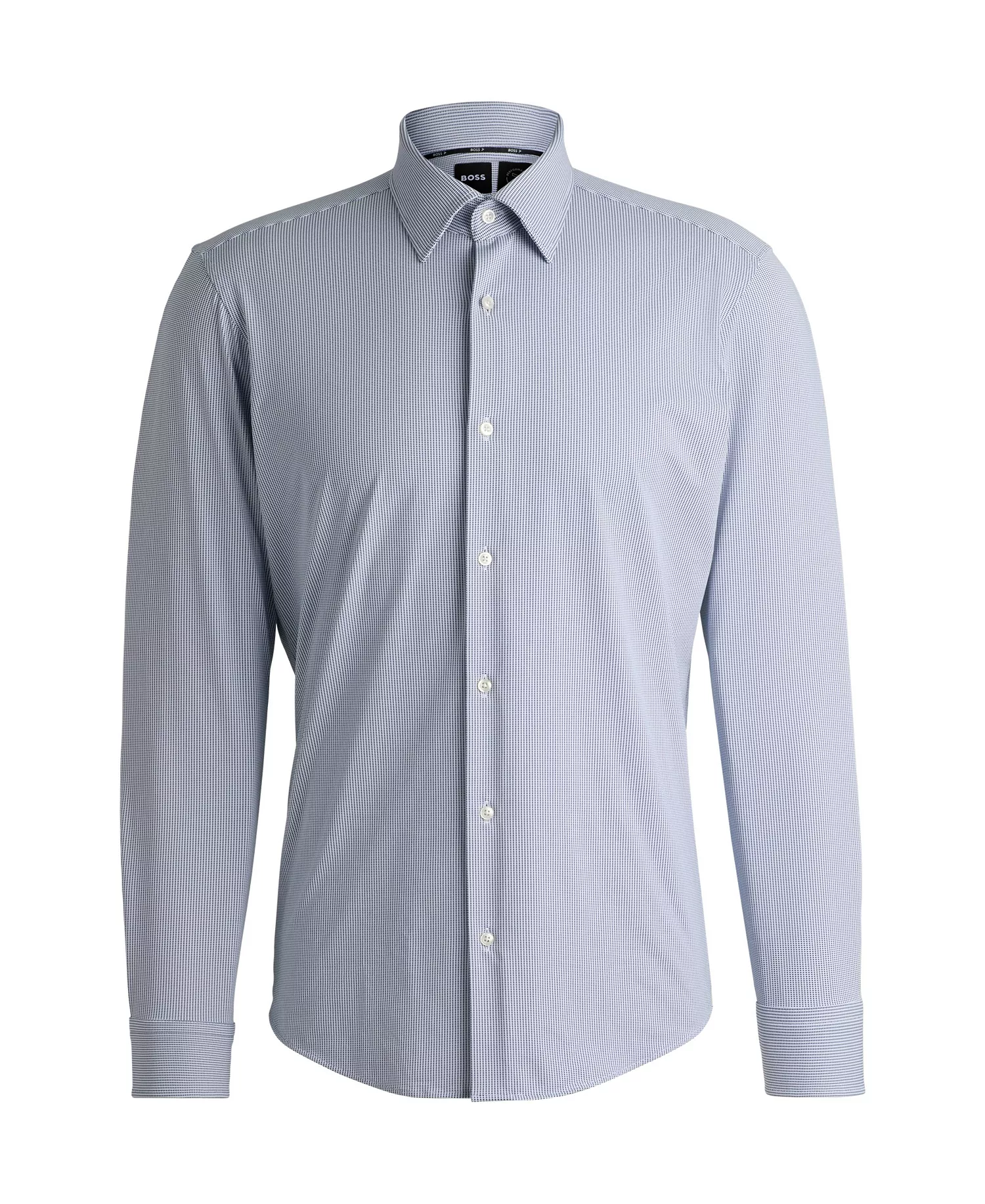 Men's Structured Performance-Stretch Fabric Regular-Fit Dress Shirt - Dark Blue - 16