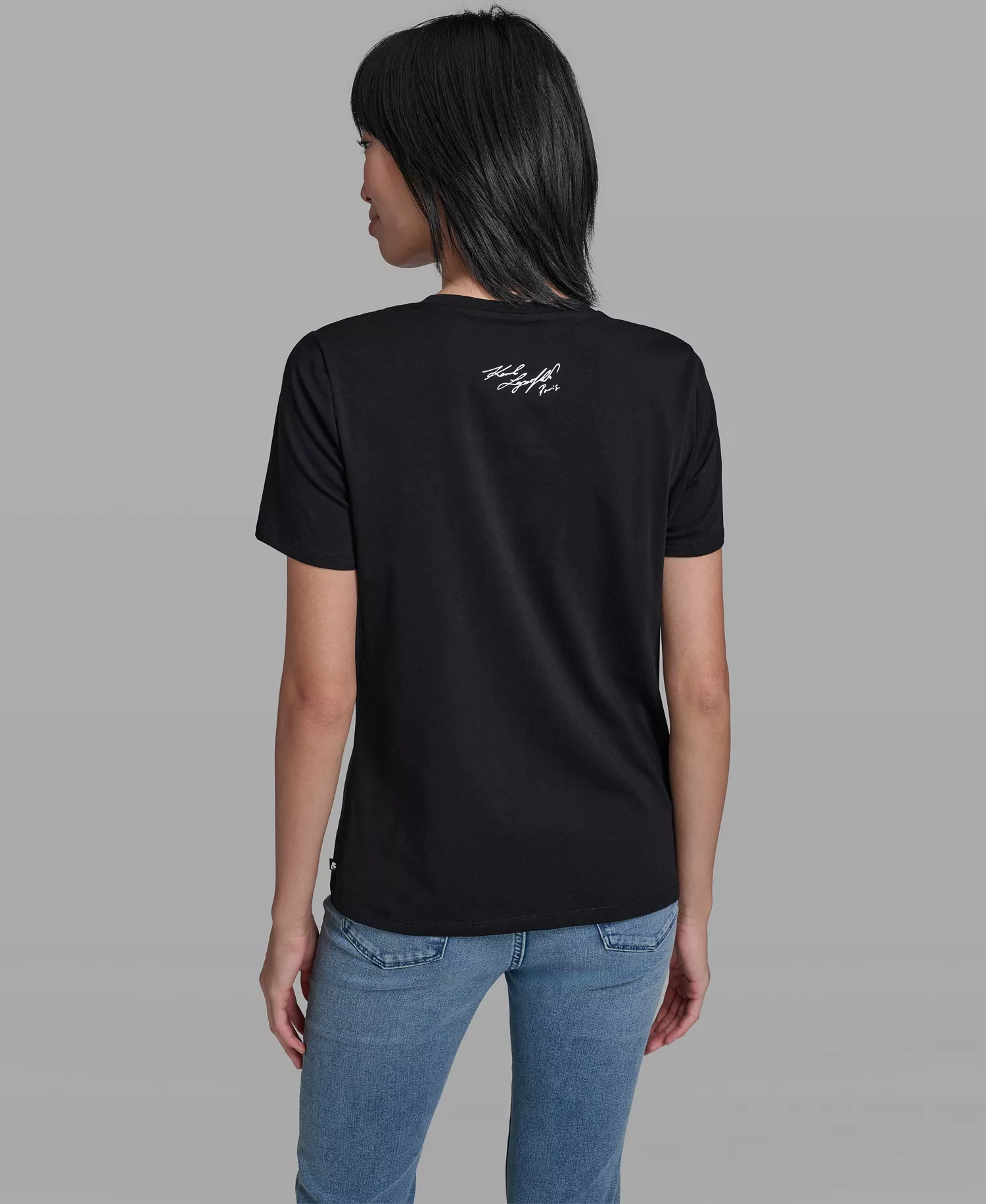 Women's Crew Neck Multi Jeweled Sunglass T-Shirt - Black - L