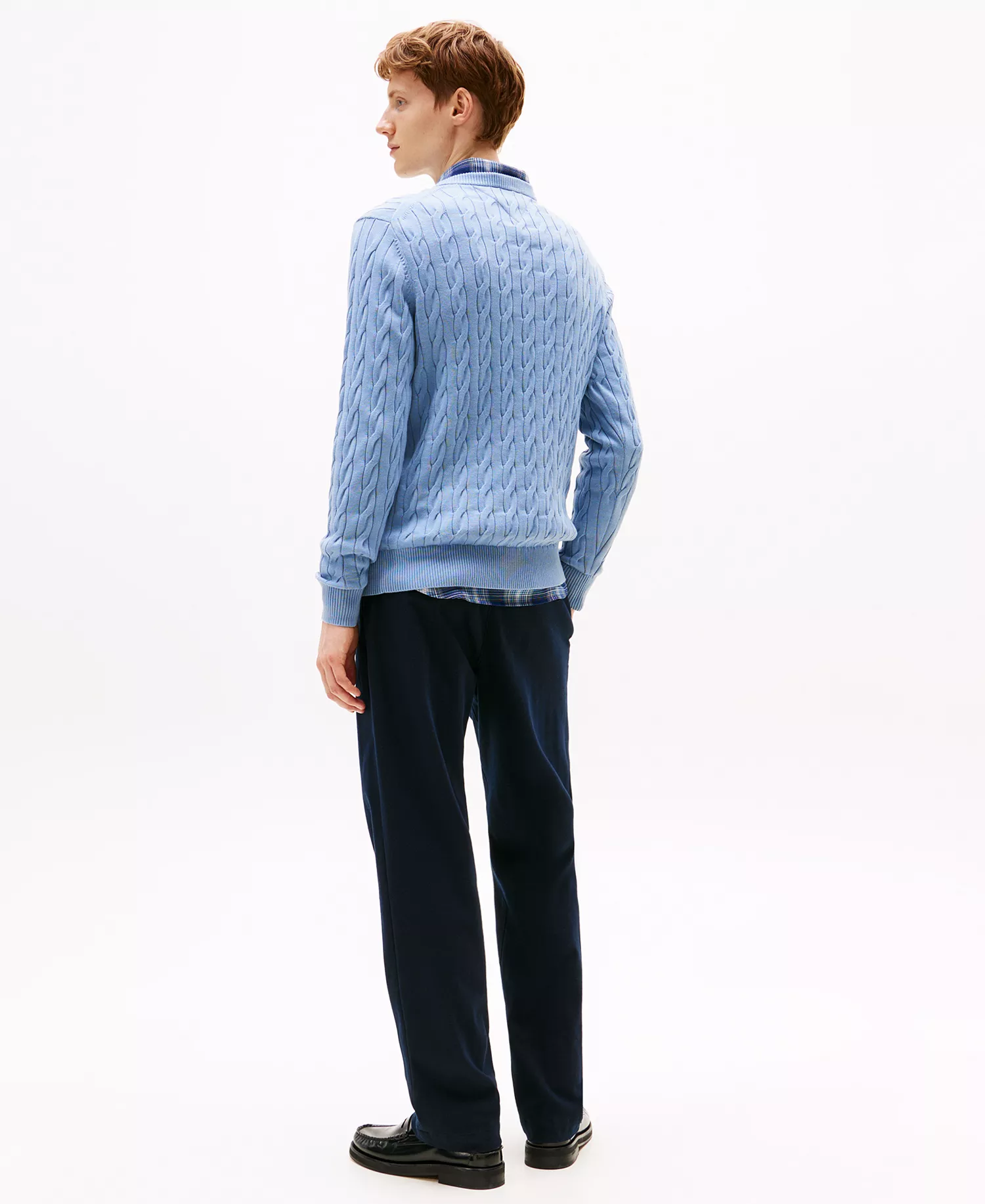 Men's Classic Cable Crewneck Sweater - Brisk Blue - L