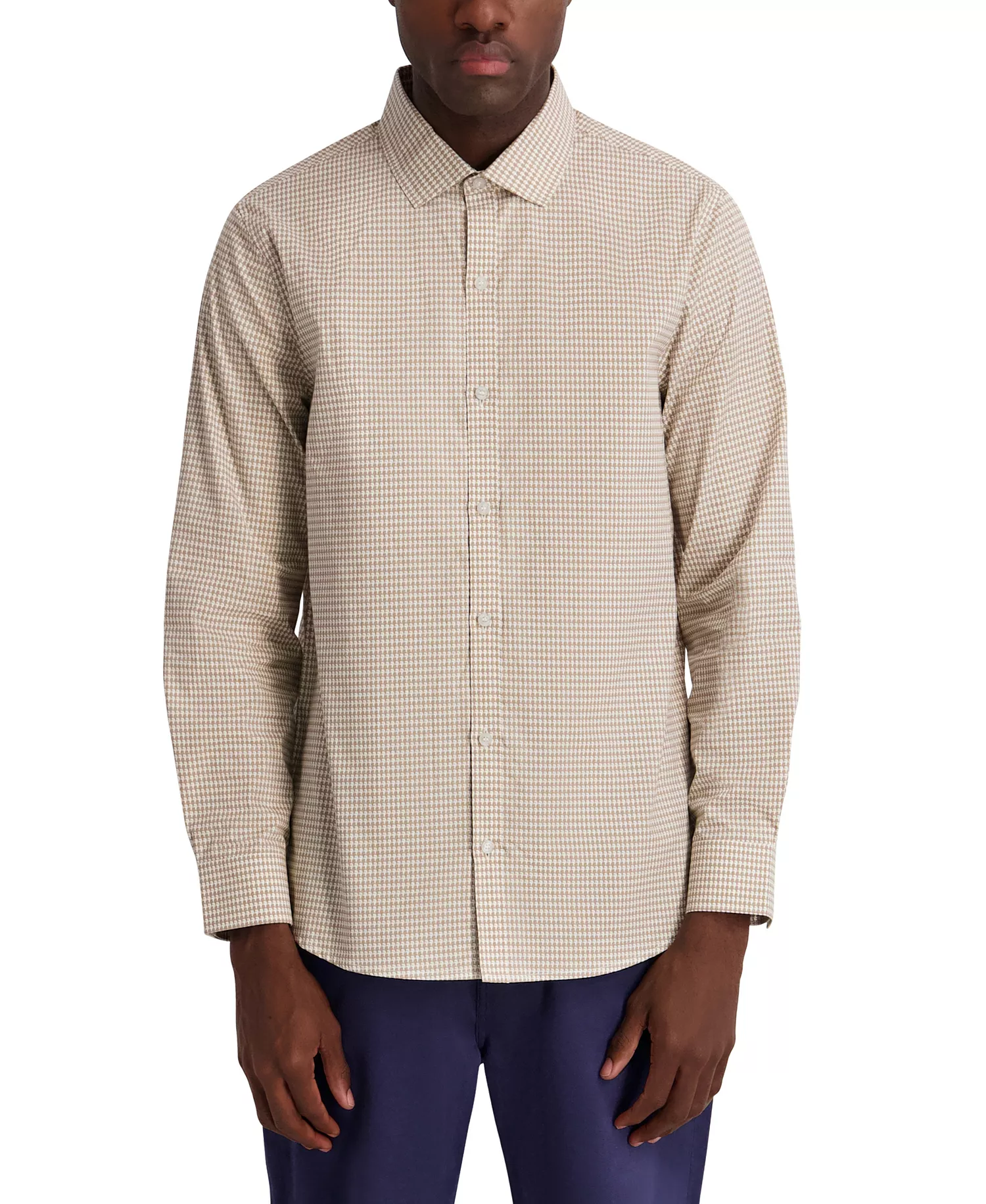 Men's Core Long-Sleeve Button-Down Shirt - Beige - 2XL
