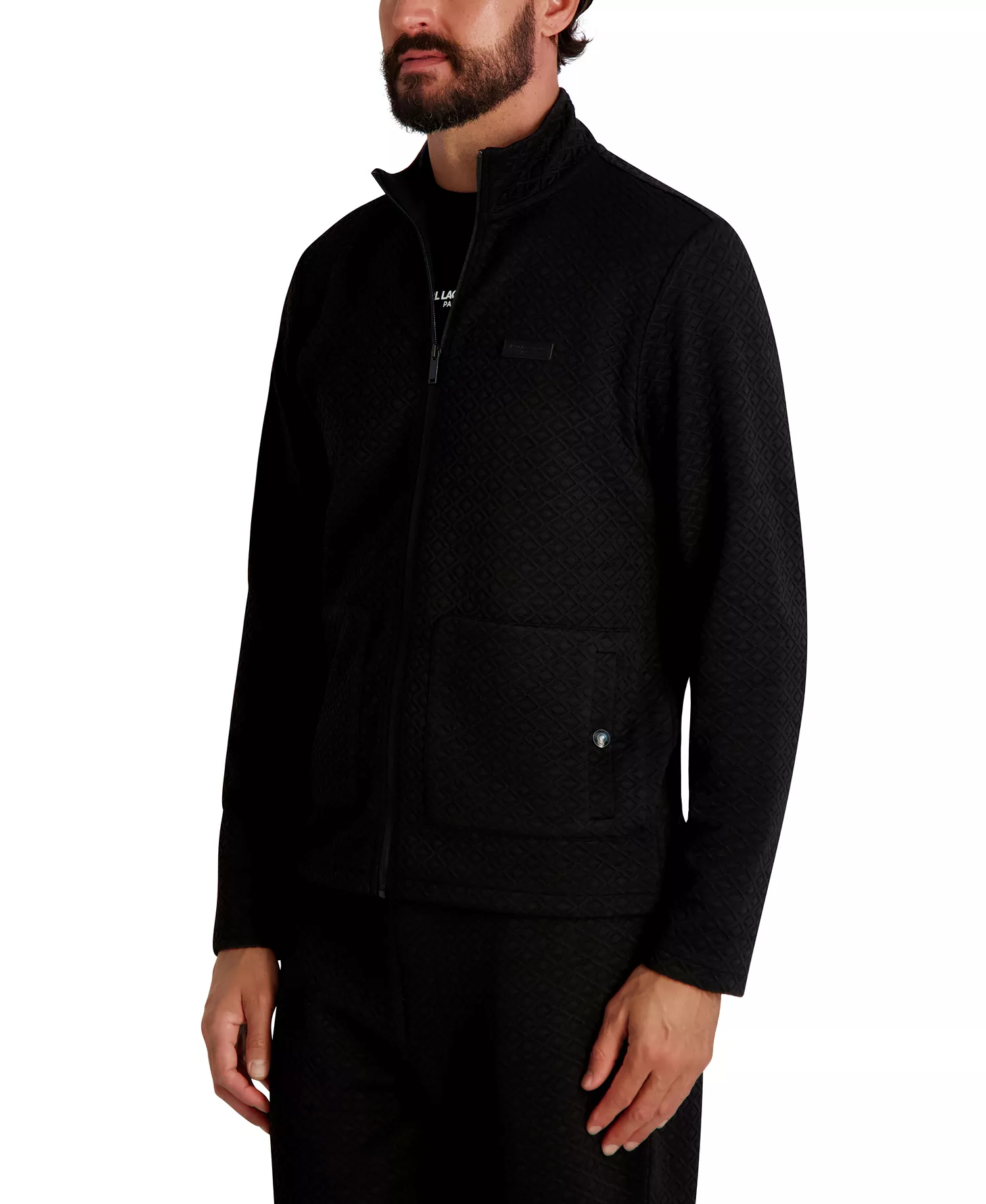 Men's Quilted Long Sleeves Jacket - Black - L