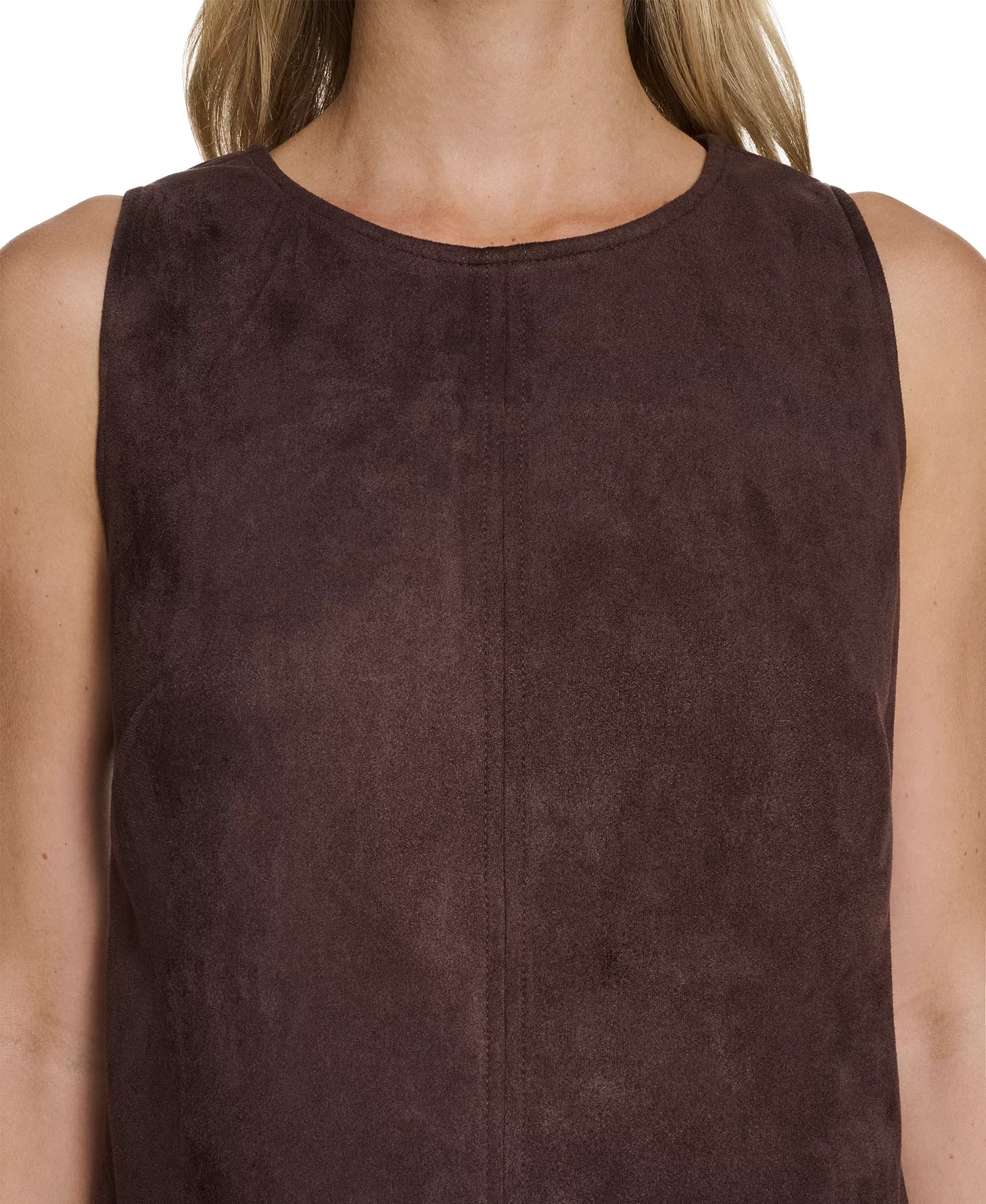 Women's Crewneck Short Shift Dress - Coffee bean - 16