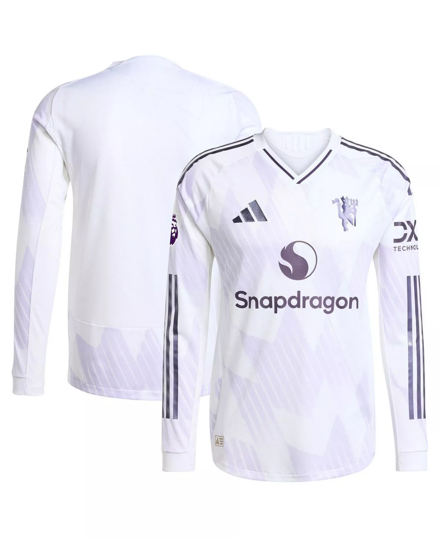 Men's White Manchester United 2025/26 Away Authentic Long Sleeve Jersey - White - 2XL