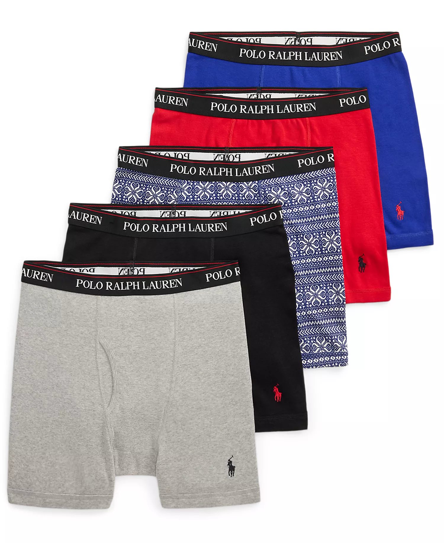 Men's 5-Pack Classic Boxer Brief Set - Andover Heather/Polo Black/Snoflake Fairisle/Red/Heritage Royal - L