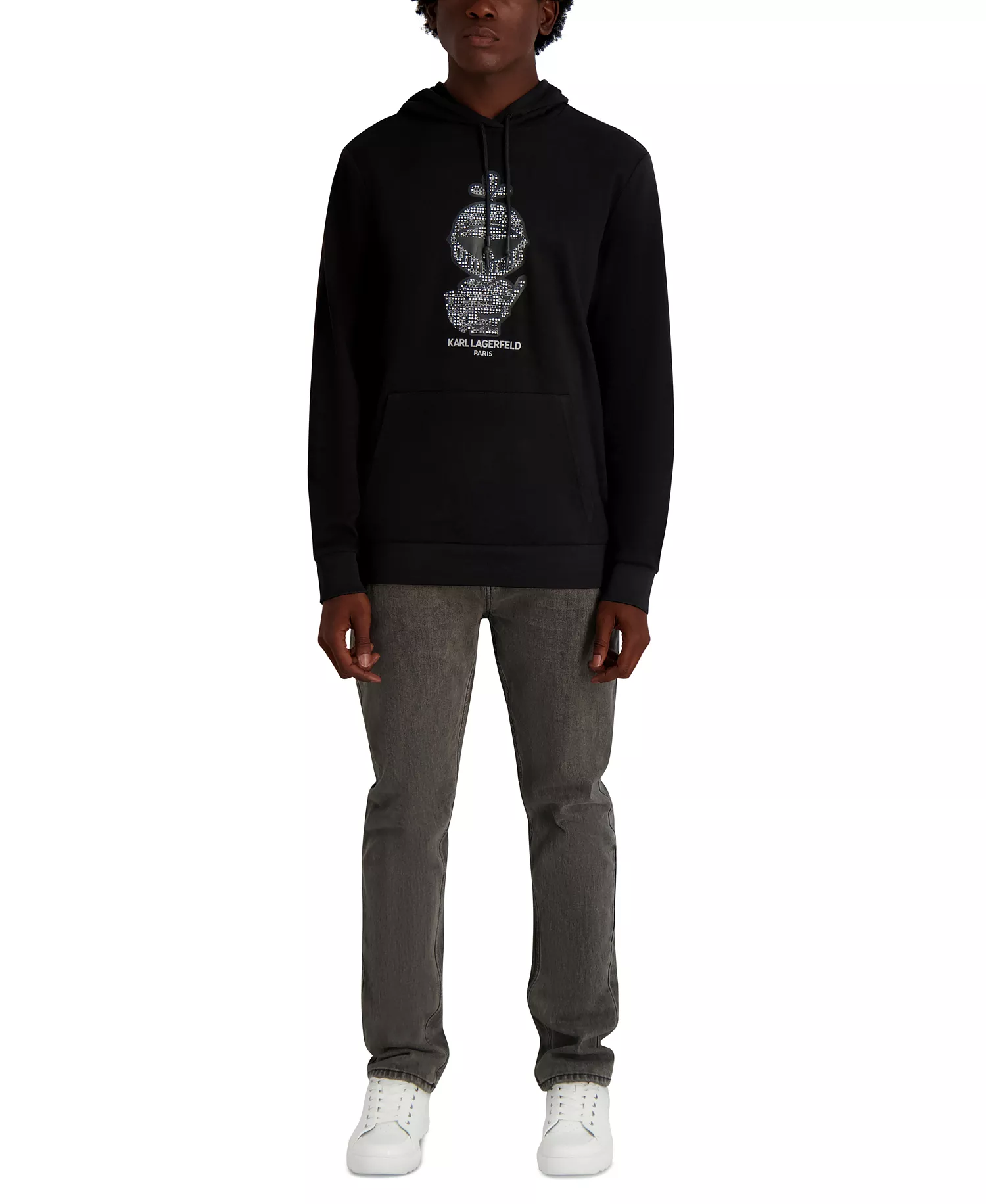 Men's French Terry Texture Pull-On Hoodie - Black - 2XL