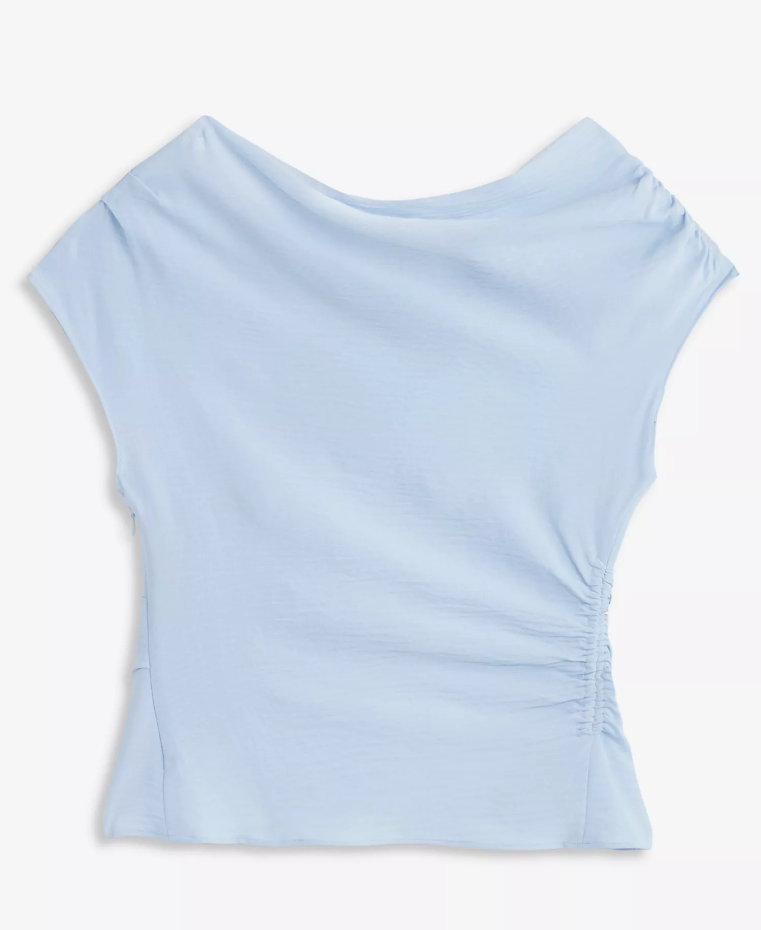 Women's Short Sleeve Asymmetric Blouse, Macy's Exclusive - Bliss Blue - L