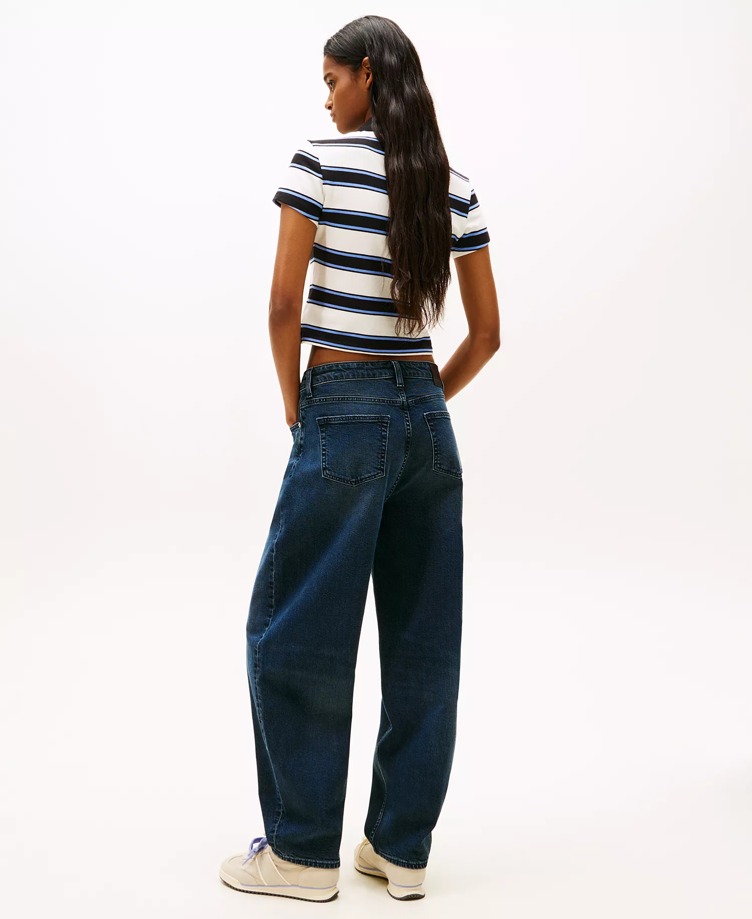 Women's Striped Essential Polo Top - Ecru/Multi Stripe - L