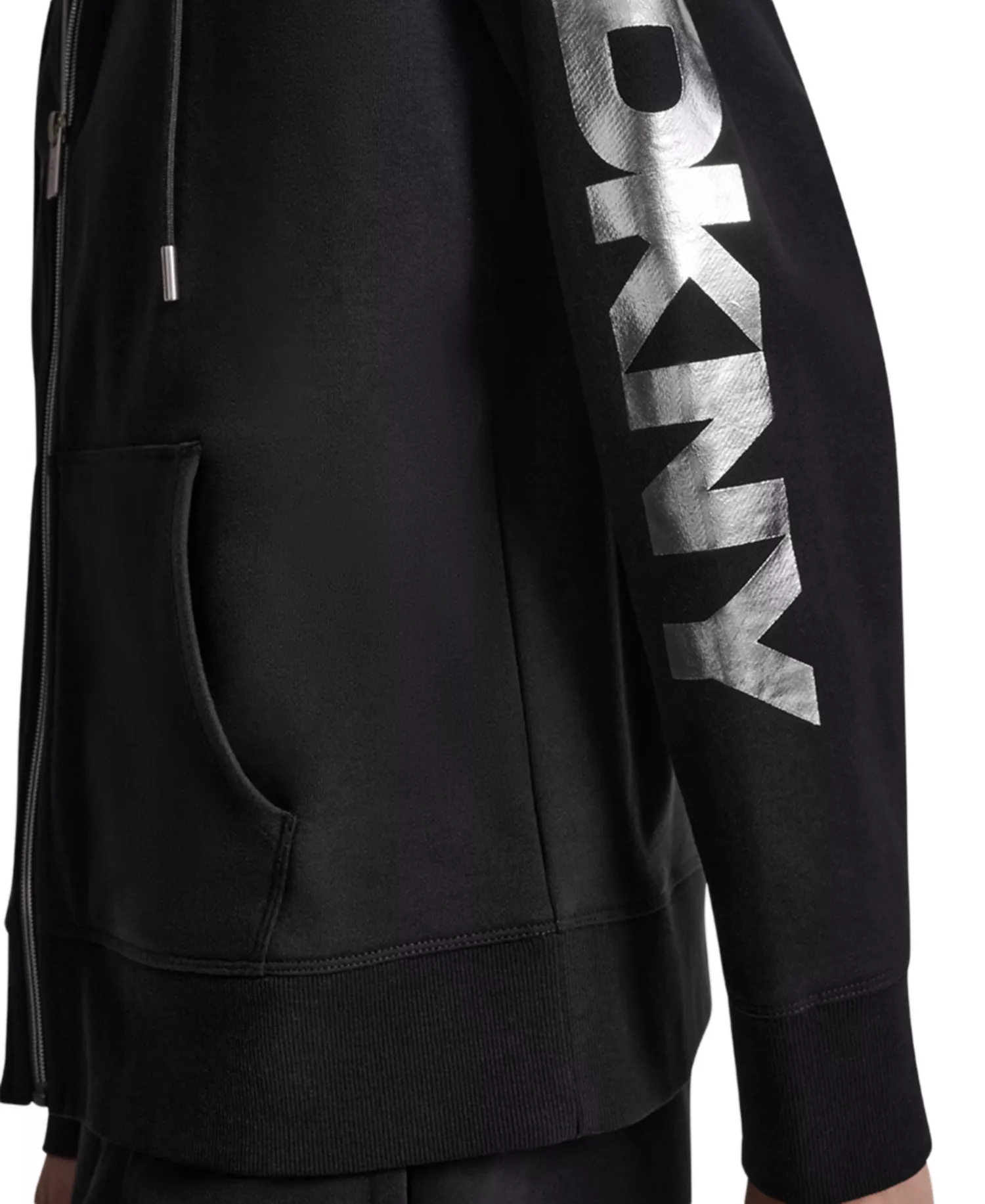 Women's Regular-Fit Full Zip Hoodie - Black/silver - L