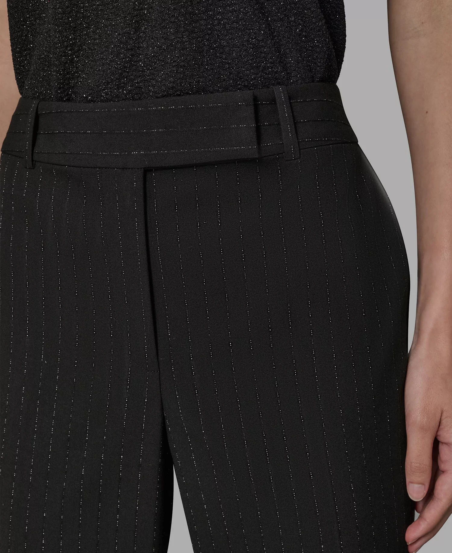 Women's Novelty Metallic Striped Slim Leg Pants - Black/Metallic - 12