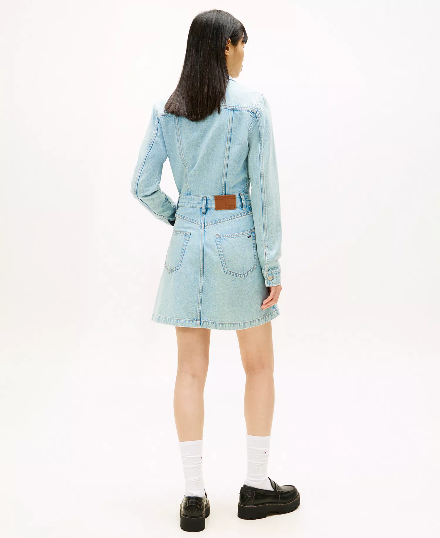Women's Mini Trucker Denim Dress - Denim Medium - L