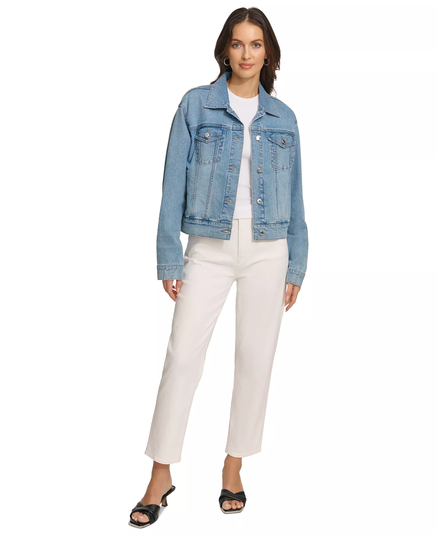 Women's Foundation Denim Trucker Jacket - Medium Wash Denim - L