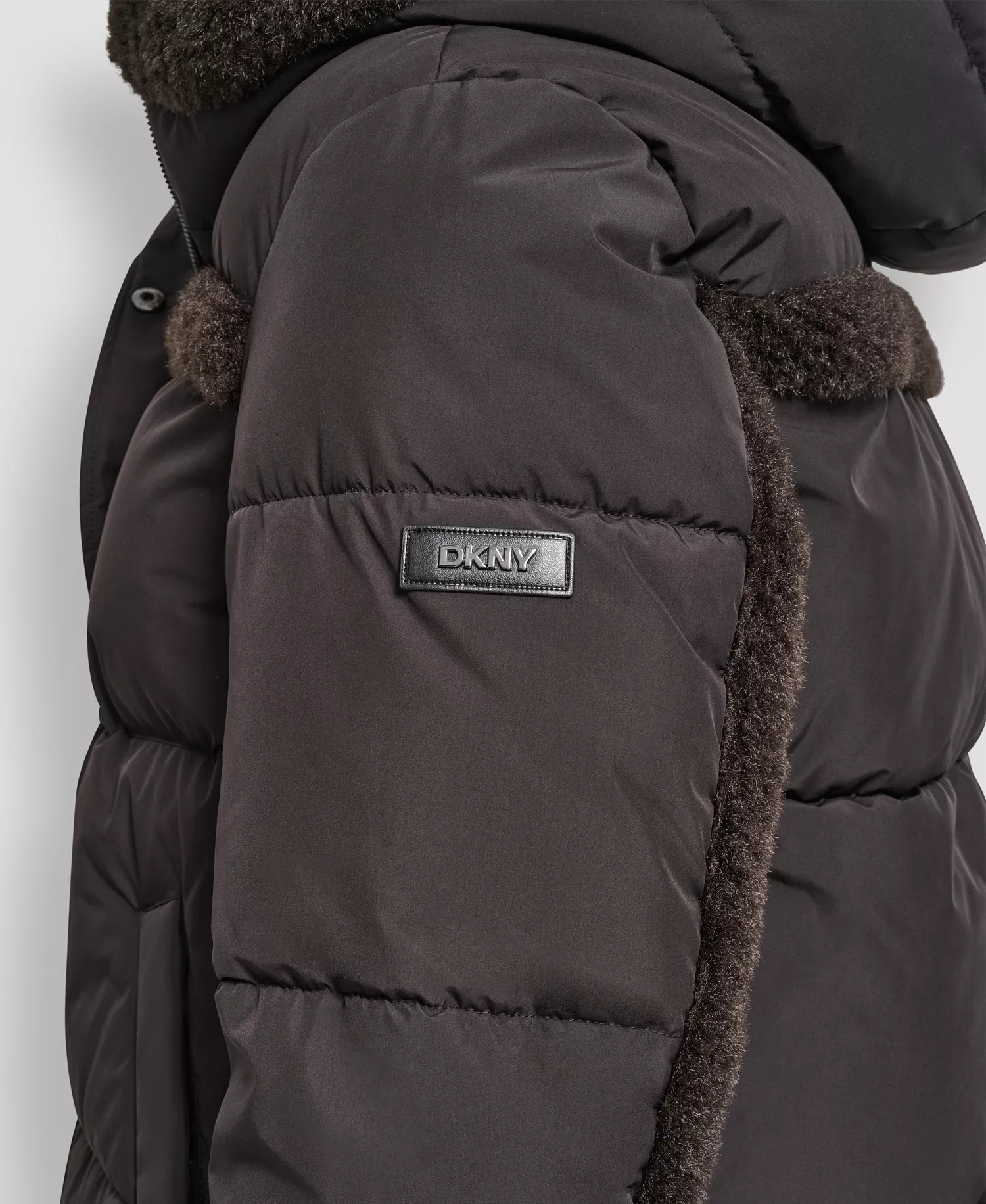 Women's Detailed Hooded Puffer Coat - Bitter - L