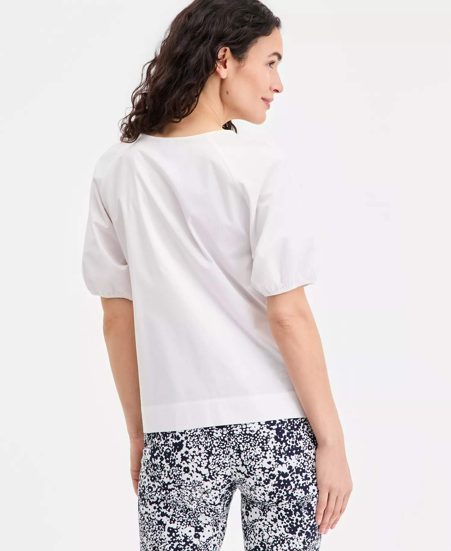 Nautica Bow-Trim Top & Floral-Print Pants - Bright White - L