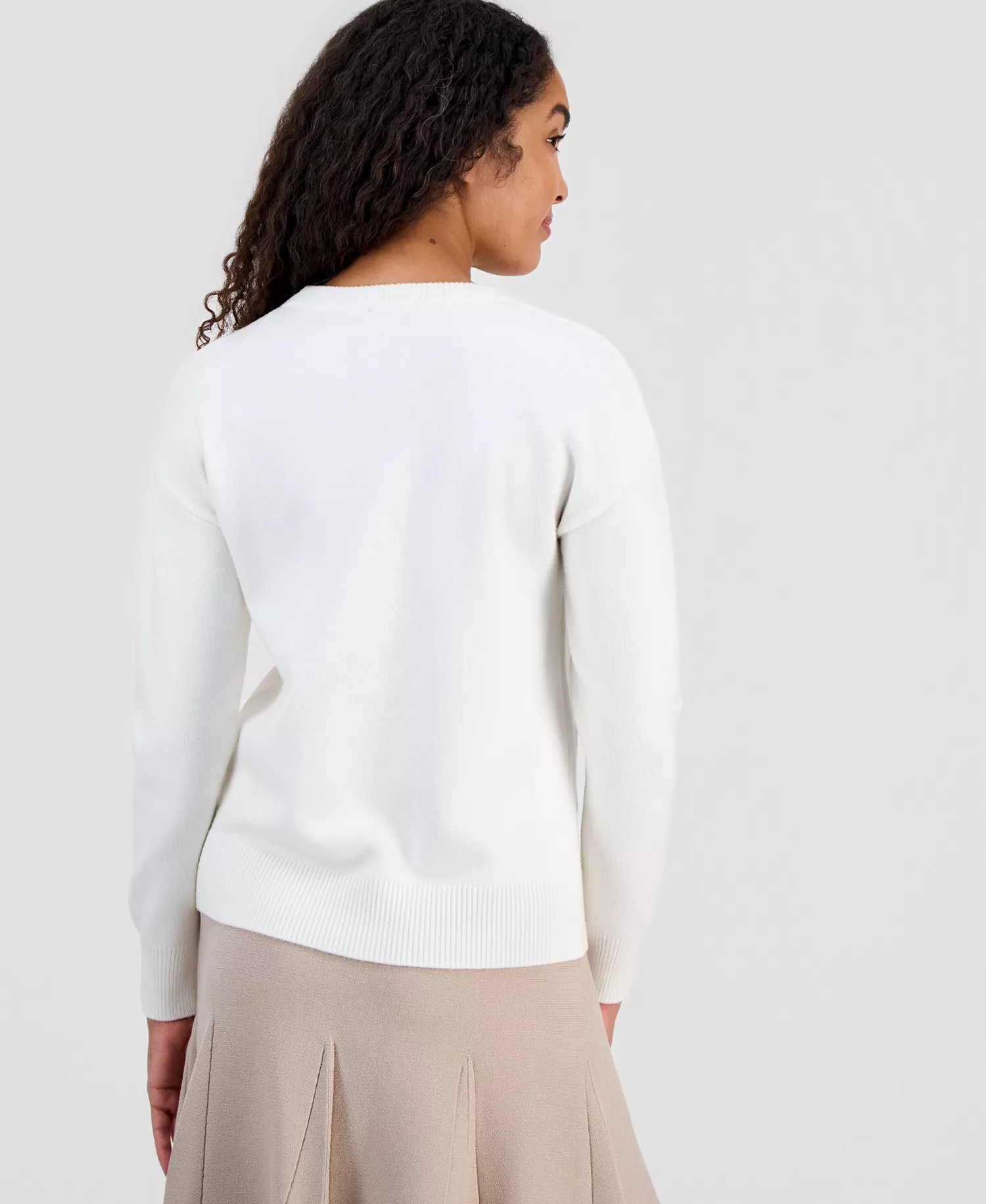 Women's Dimensional Flowers Crewneck Sweater - White Star - L